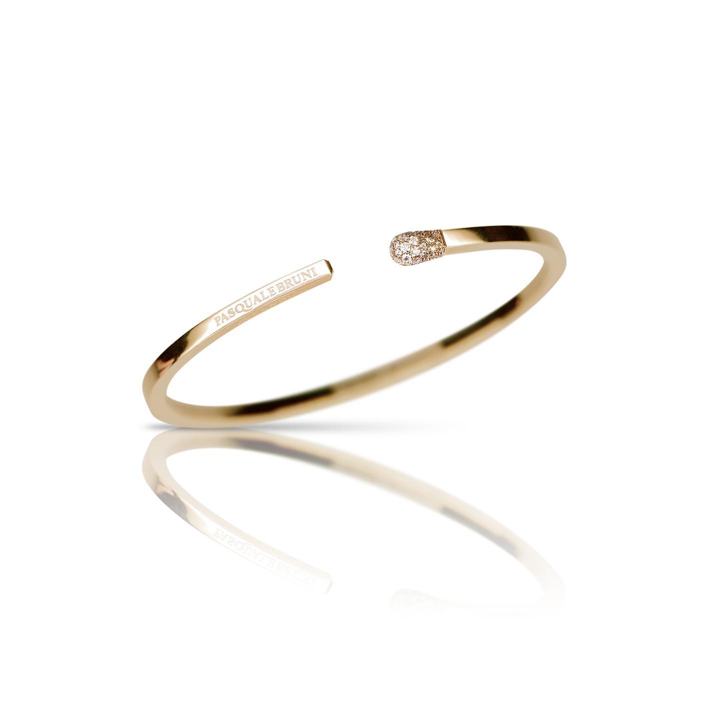 Pasquale Bruni Accendimi small bracelet in 18k Rose Gold with White and Champagne Diamonds, reference 16535R