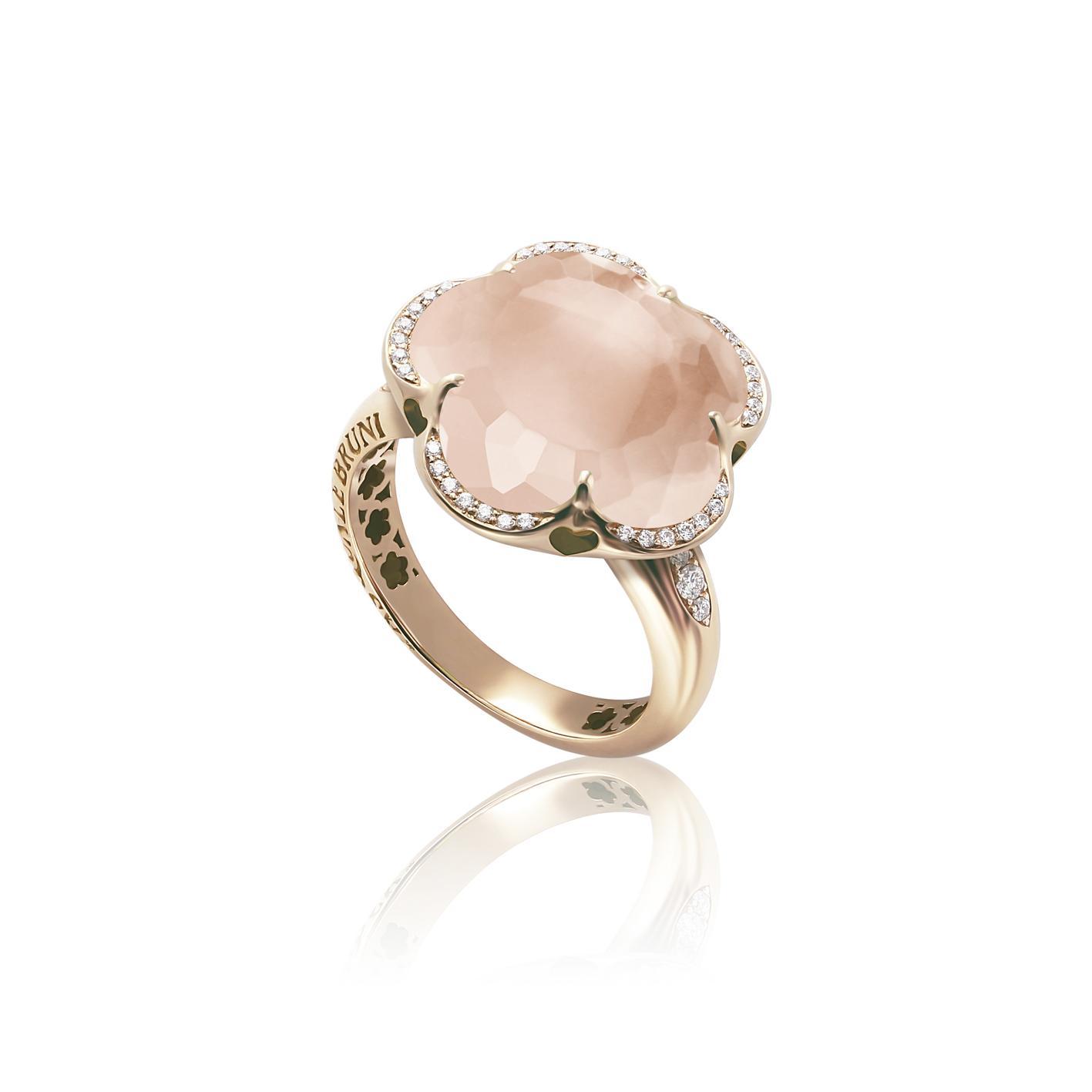 Pasquale Bruni Bon Ton ring in 18k Rose Gold with Rose Quartz and Diamonds, reference 15631R