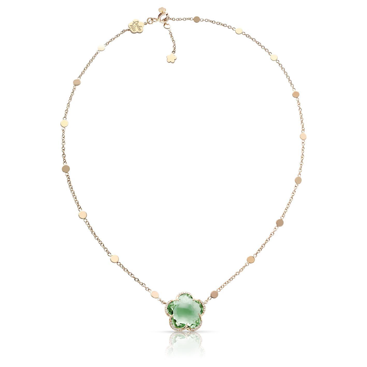 Pasquale Bruni Bon Ton Dolce Vita necklace in 18k Rose Gold with Prasiolite and Diamonds, reference 16267R