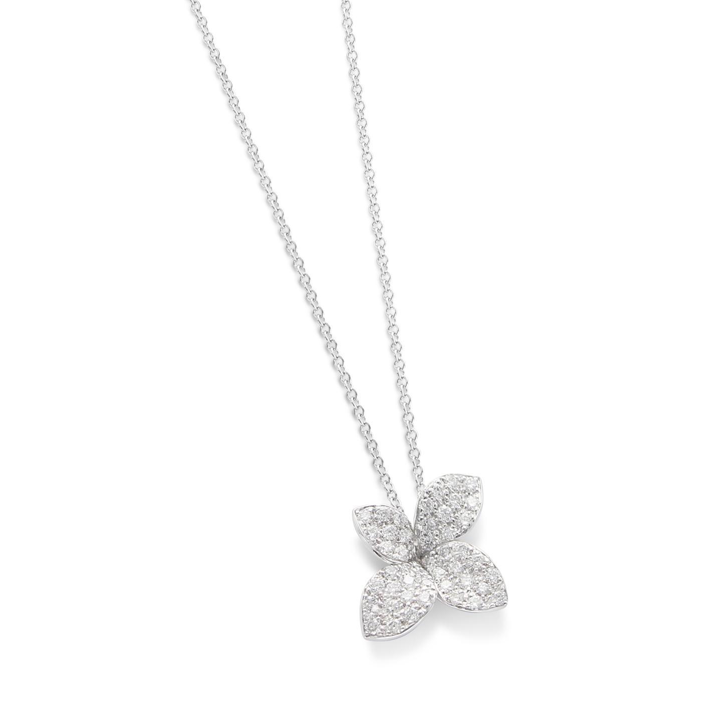 Pasquale Bruni Petit Garden necklace in 18k White Gold with Diamonds, Small Flower, reference 15368B