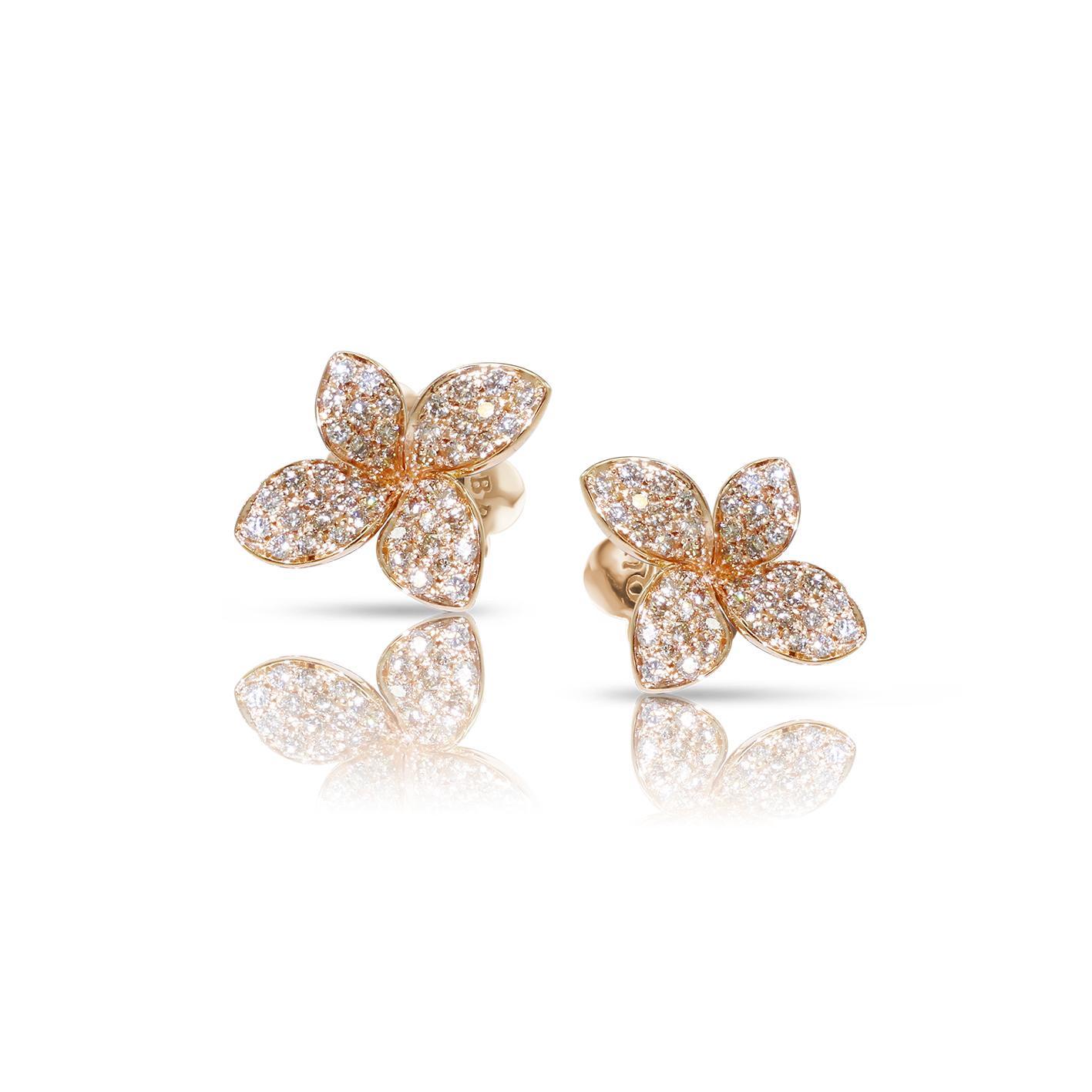 Pasquale Bruni Petit Garden earrings in 18k Rose Gold with Diamonds, Small Flower, reference 15371R