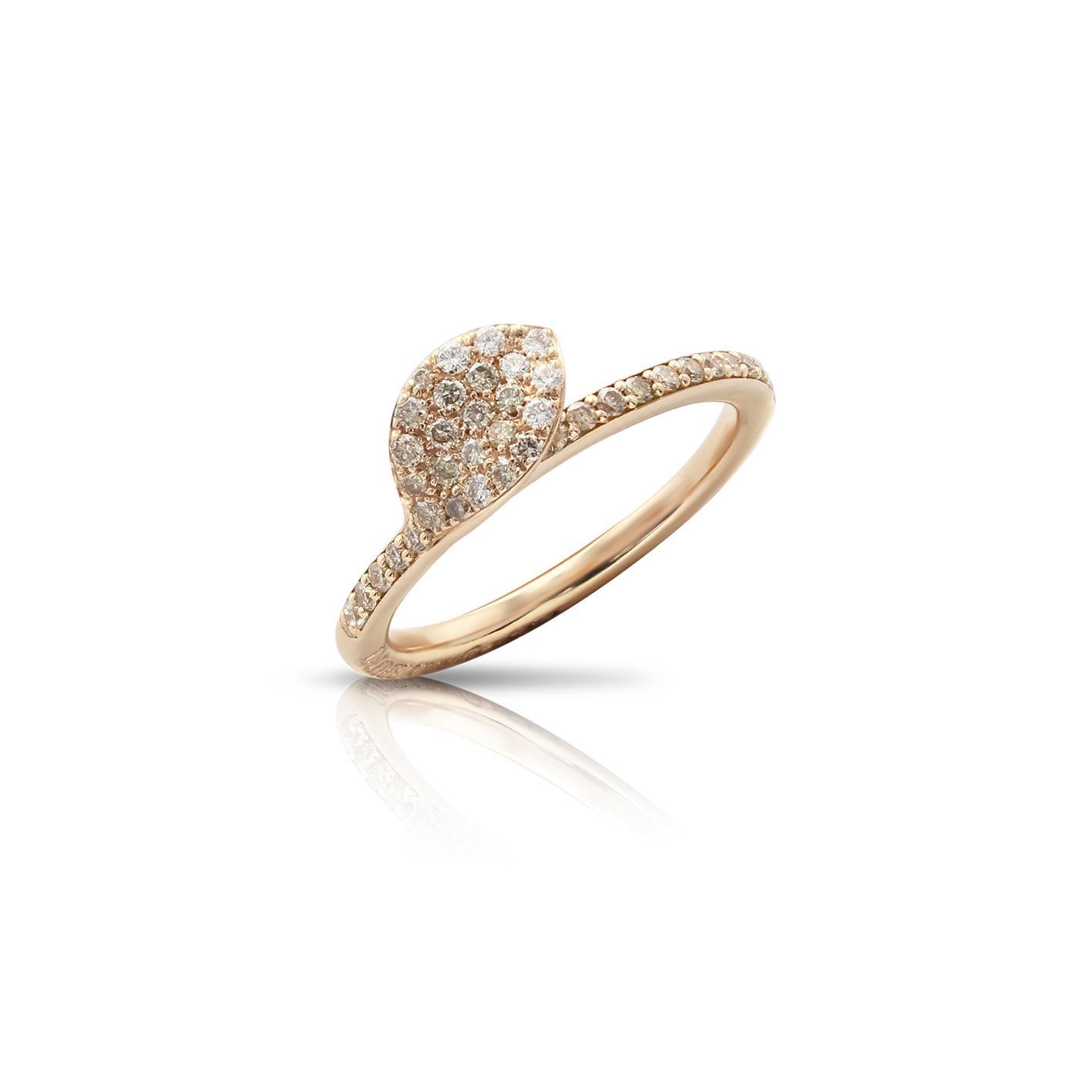 Pasquale Bruni Petit Garden ring in 18k Rose Gold with Diamonds, Single Leaf, reference 15374R