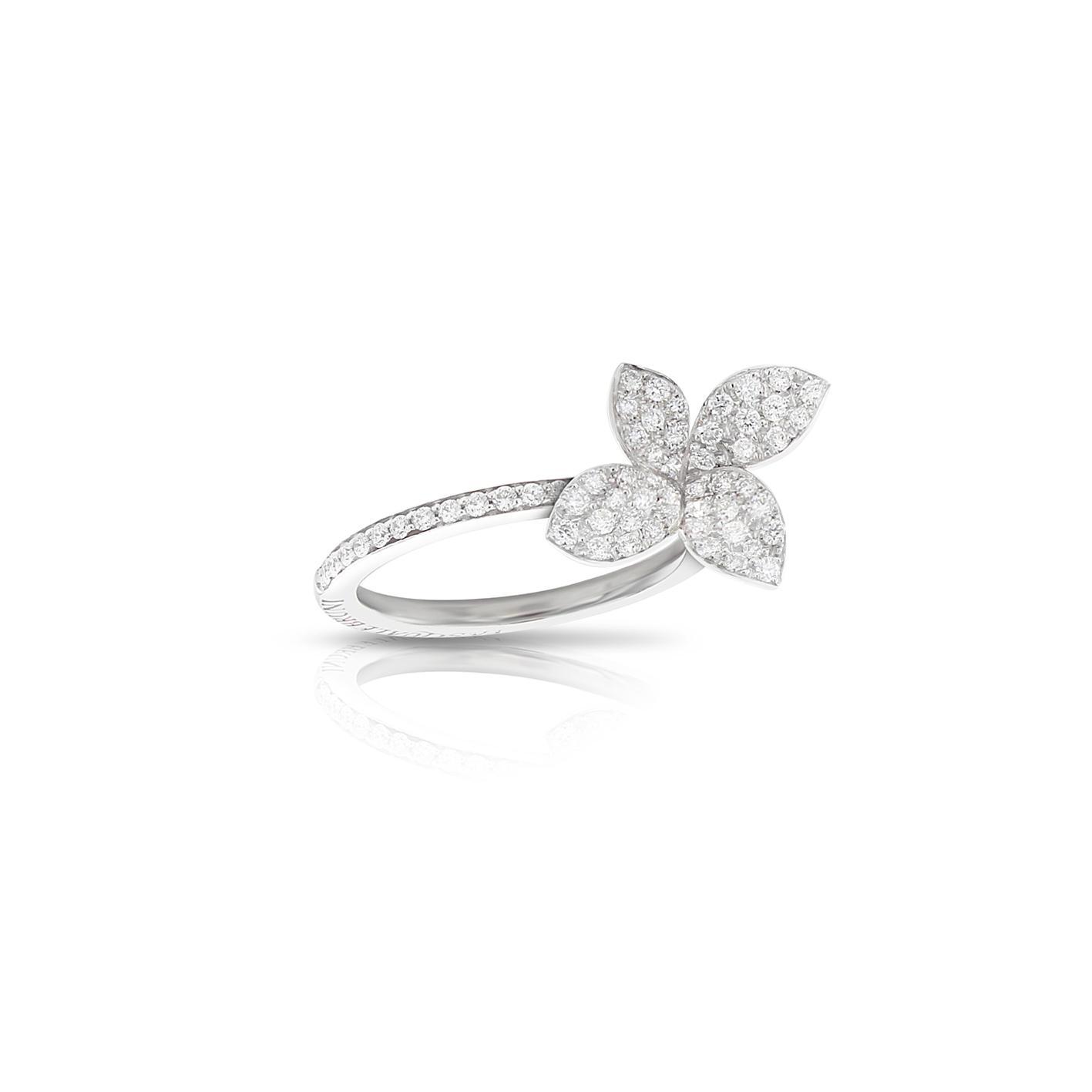 Pasquale Bruni Petit Garden ring in 18k White Gold with Diamonds, Small Flower, reference 15381B
