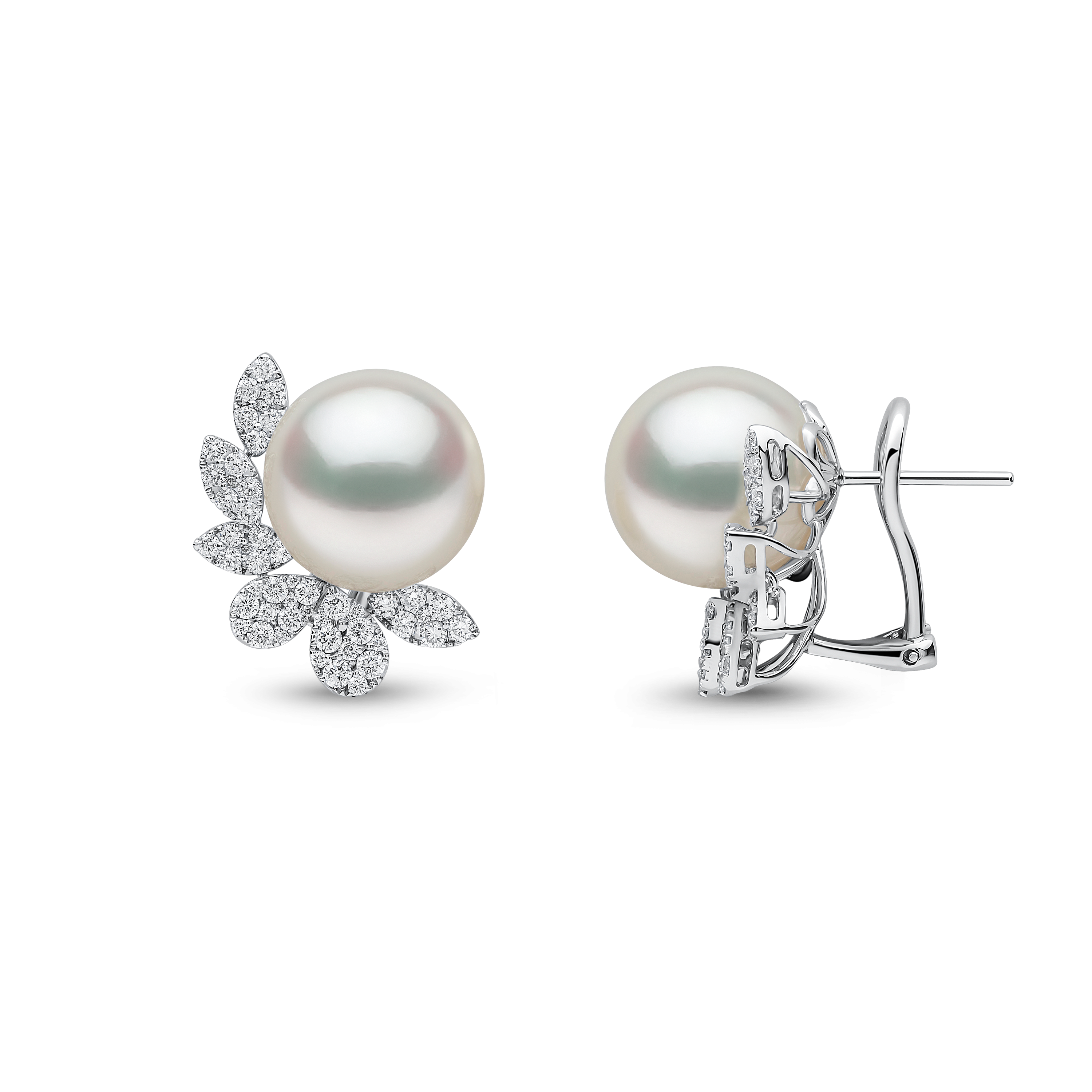 Duchess 18K Gold South Sea Pearl and Diamond Flutter Earrings