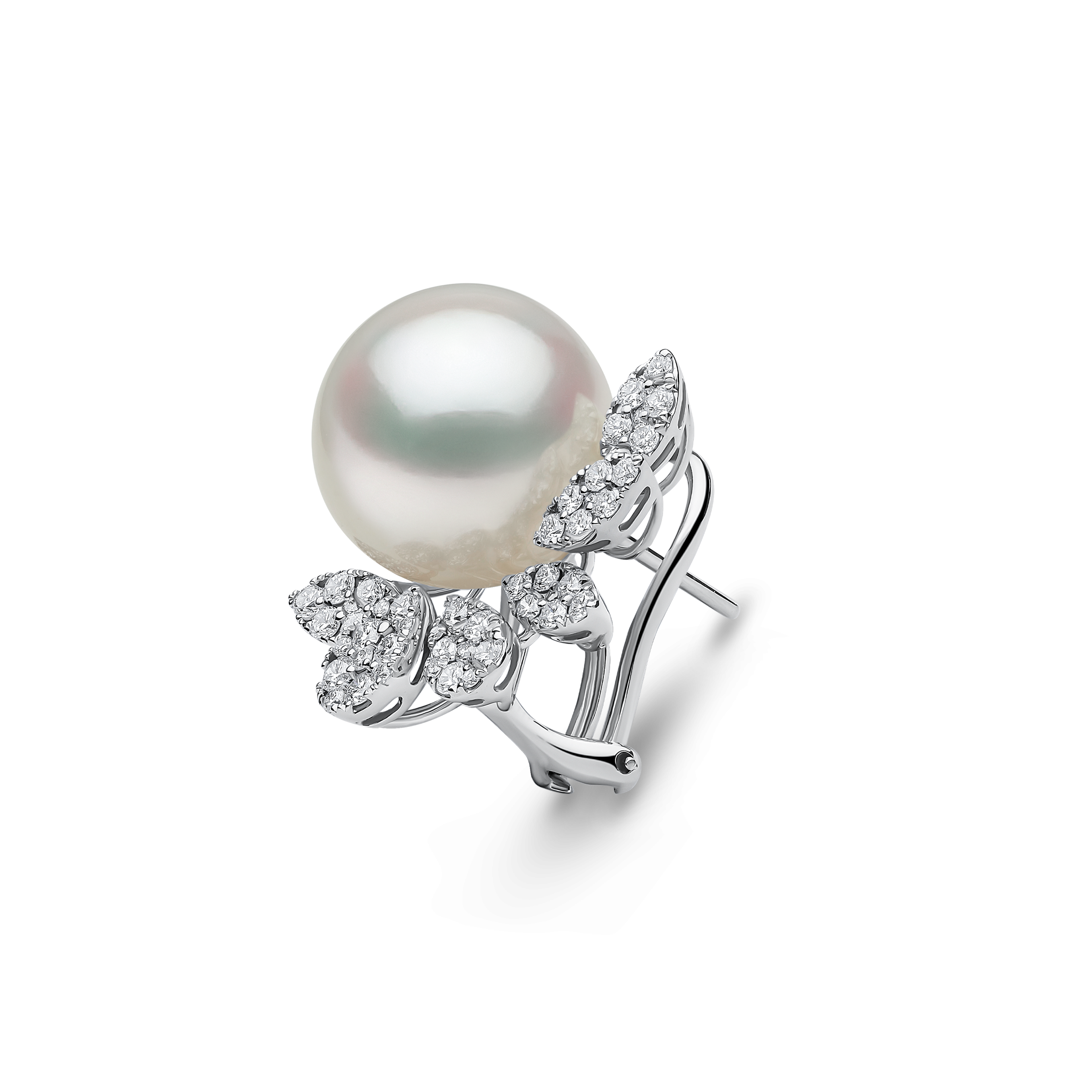 Duchess 18K Gold South Sea Pearl and Diamond Flutter Earrings
