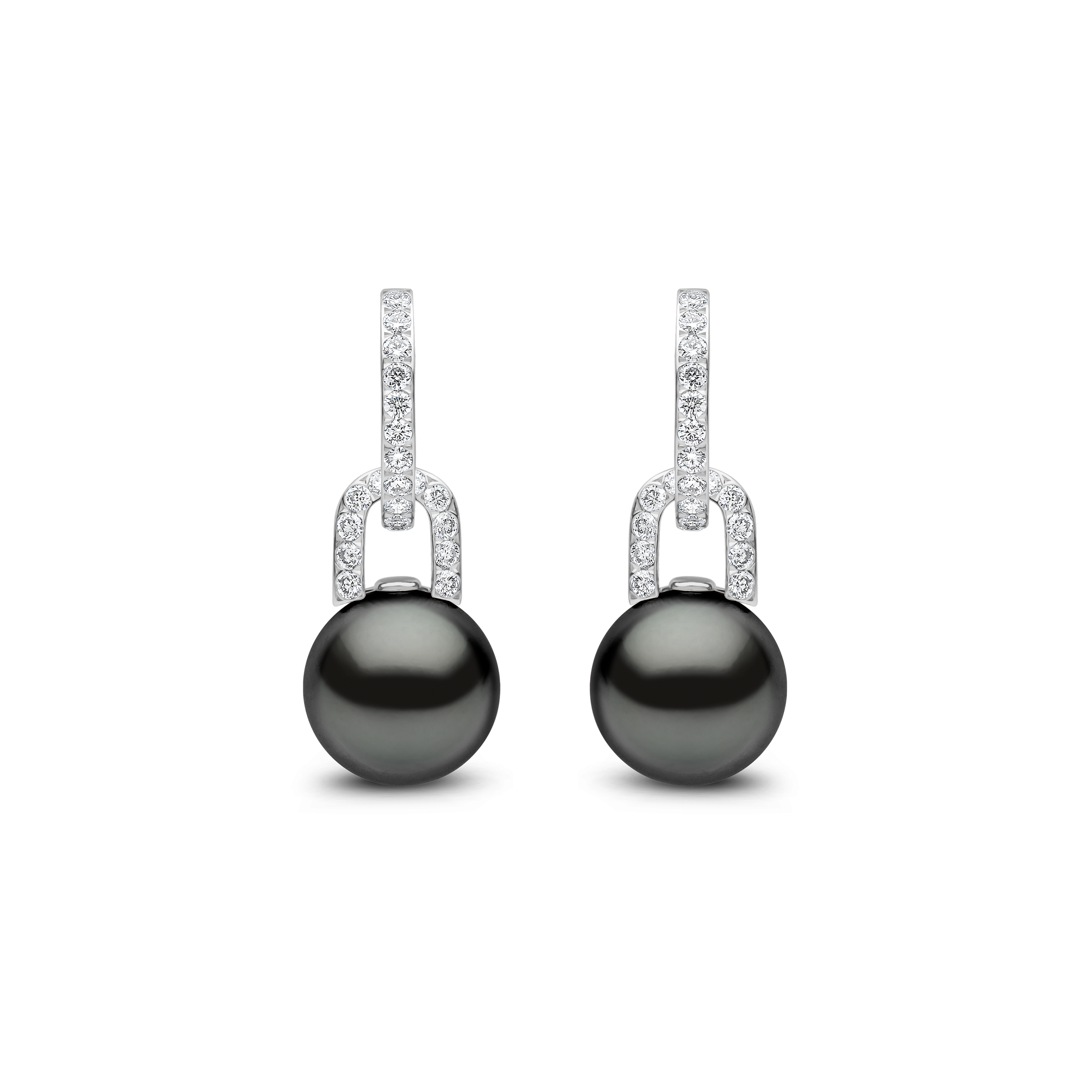 Jazz 18K Gold Pearl and Diamond Link Earrings