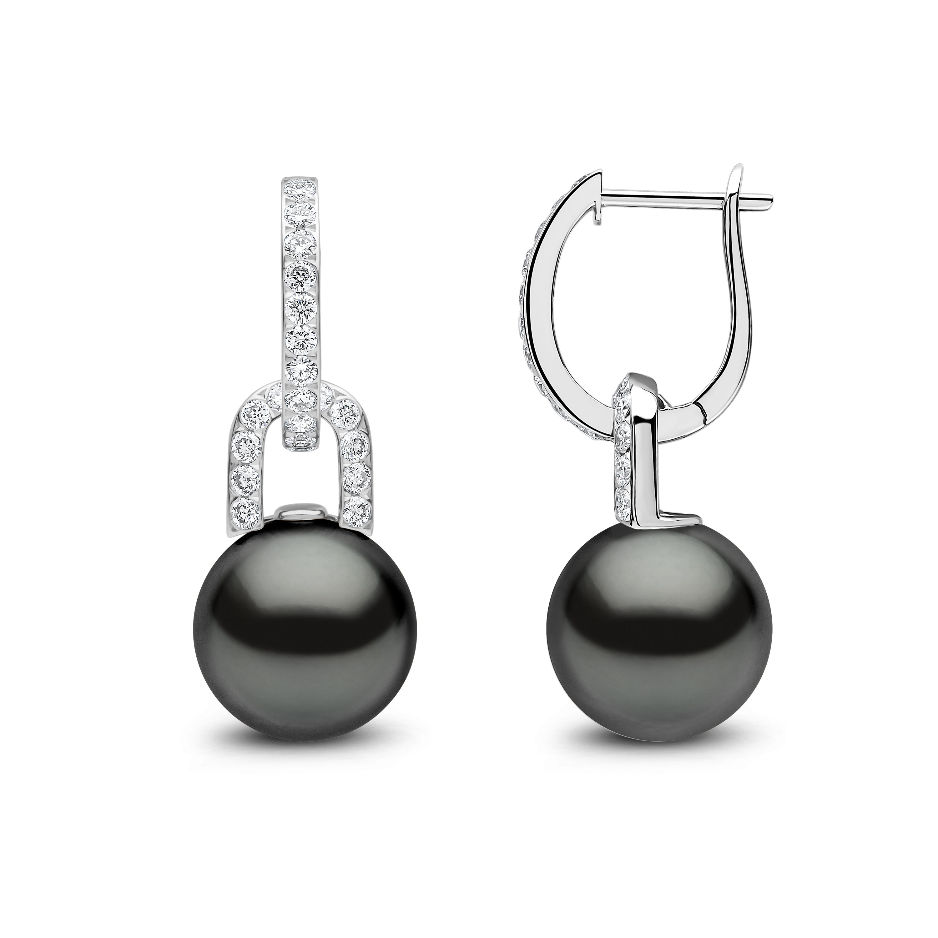 Jazz 18K Gold Pearl and Diamond Link Earrings