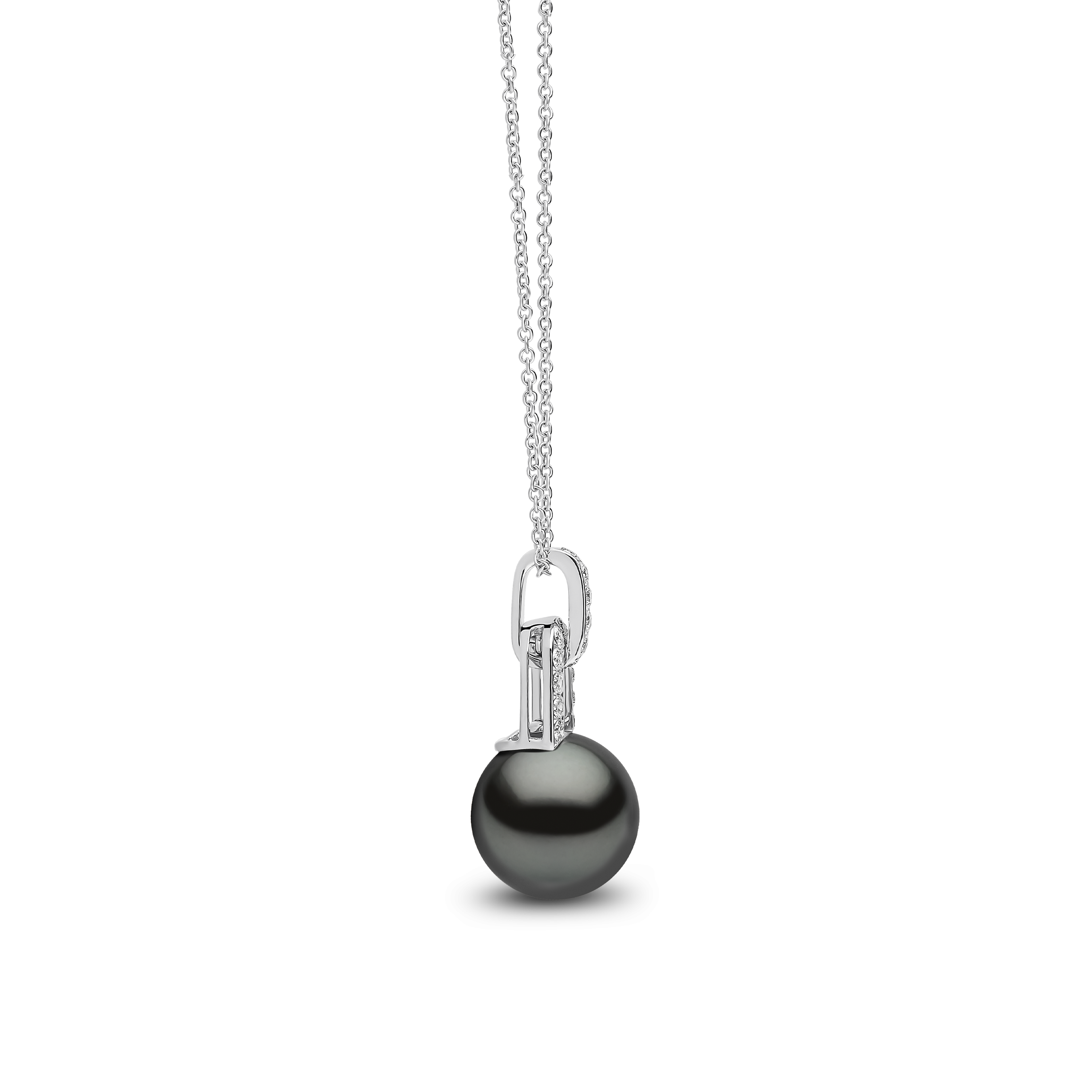 Jazz 18K Gold Pearl and Diamond Link Pendant