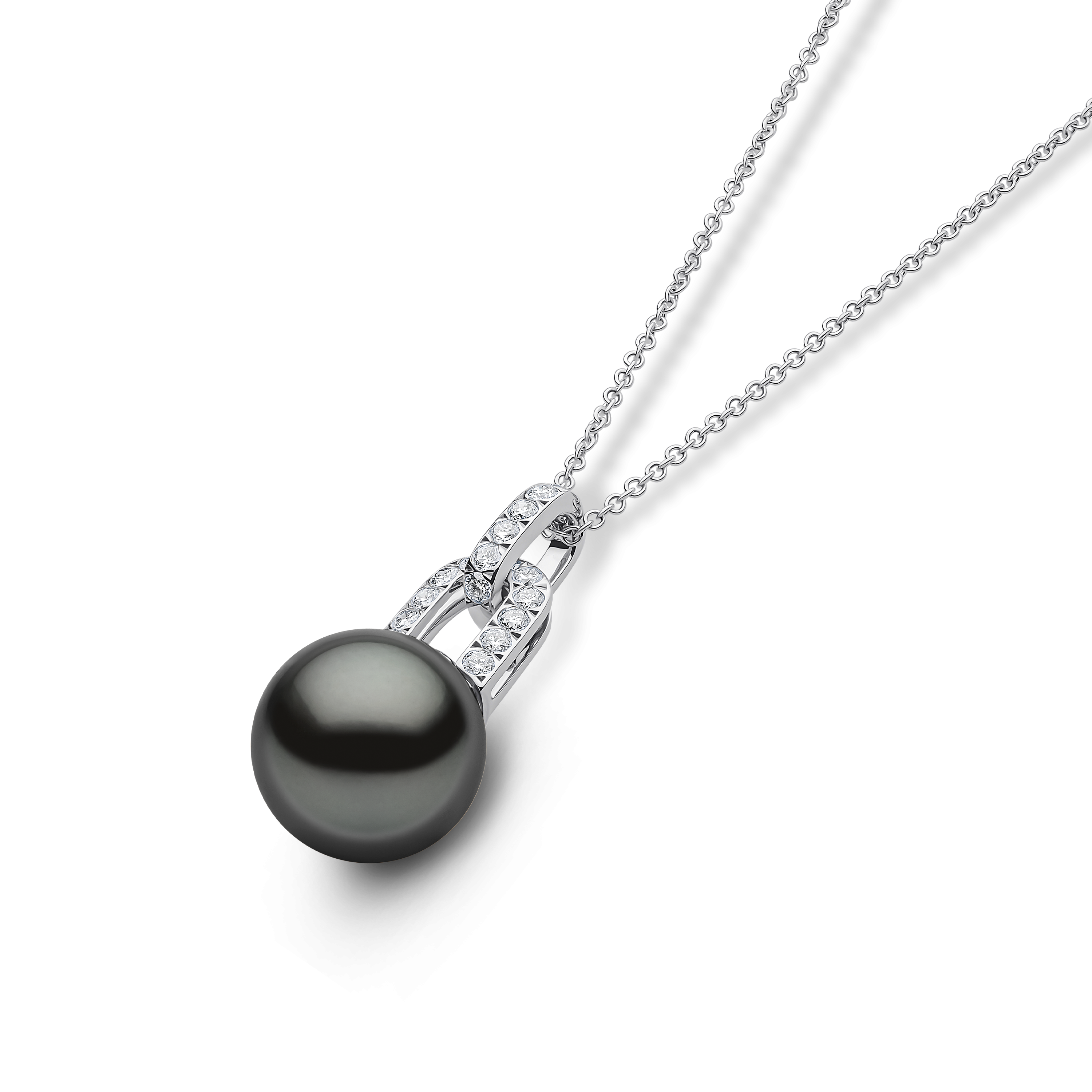 Jazz 18K Gold Pearl and Diamond Link Pendant