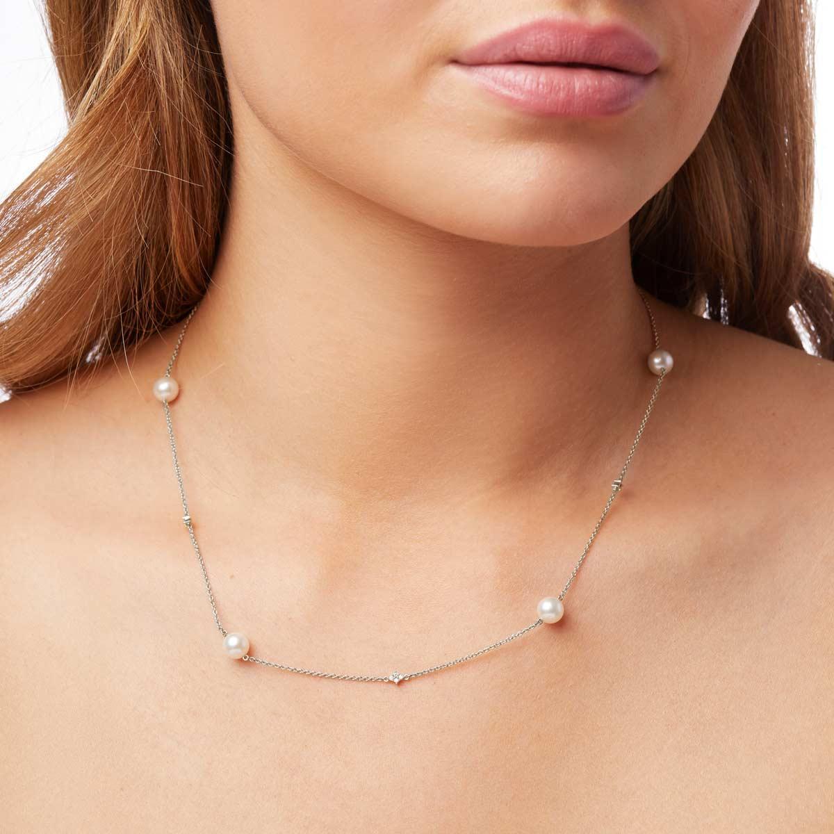 Classic 18K Gold Akoya Pearl Chain Necklace