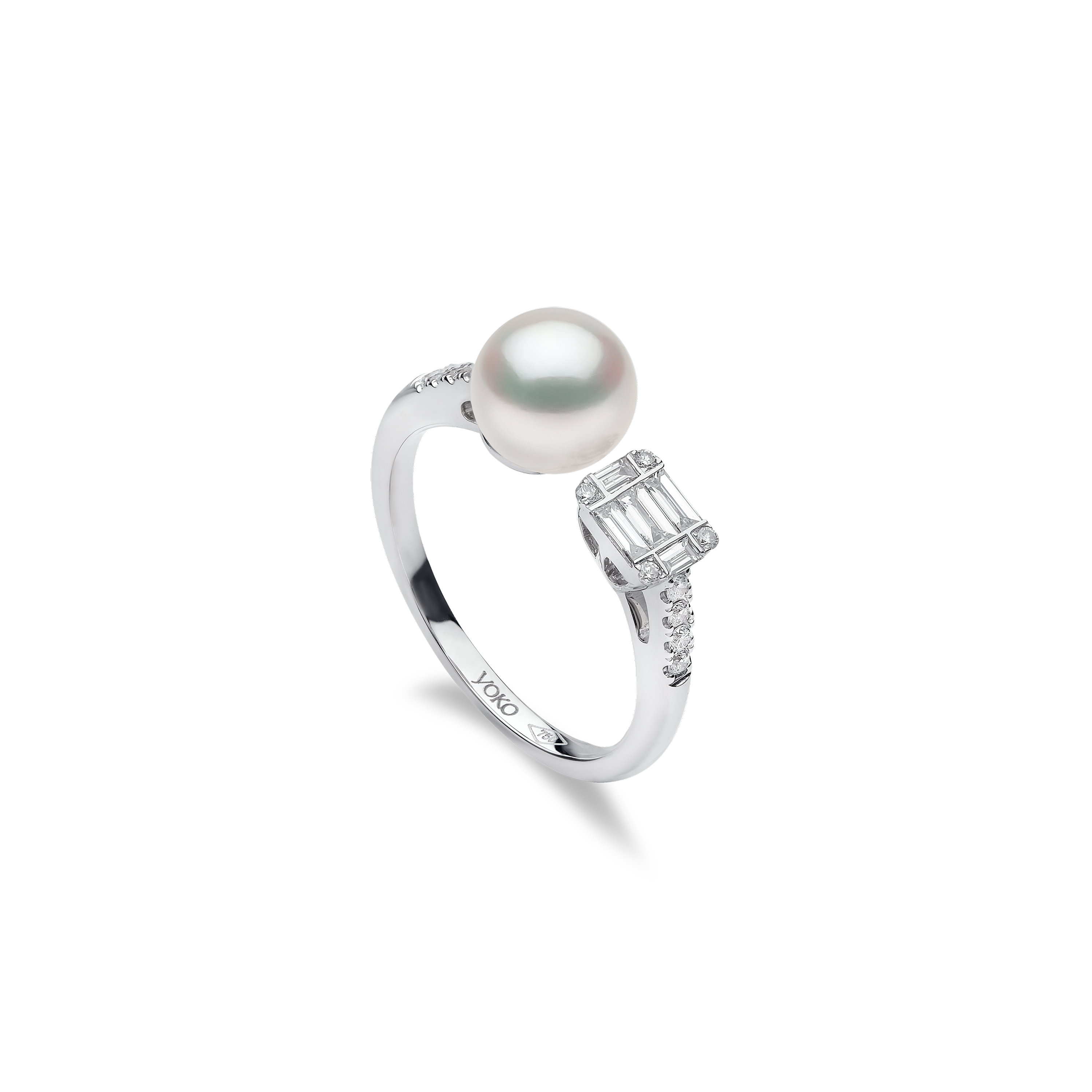 Starlight 18K Gold Pearl and Diamond Horizon Ring