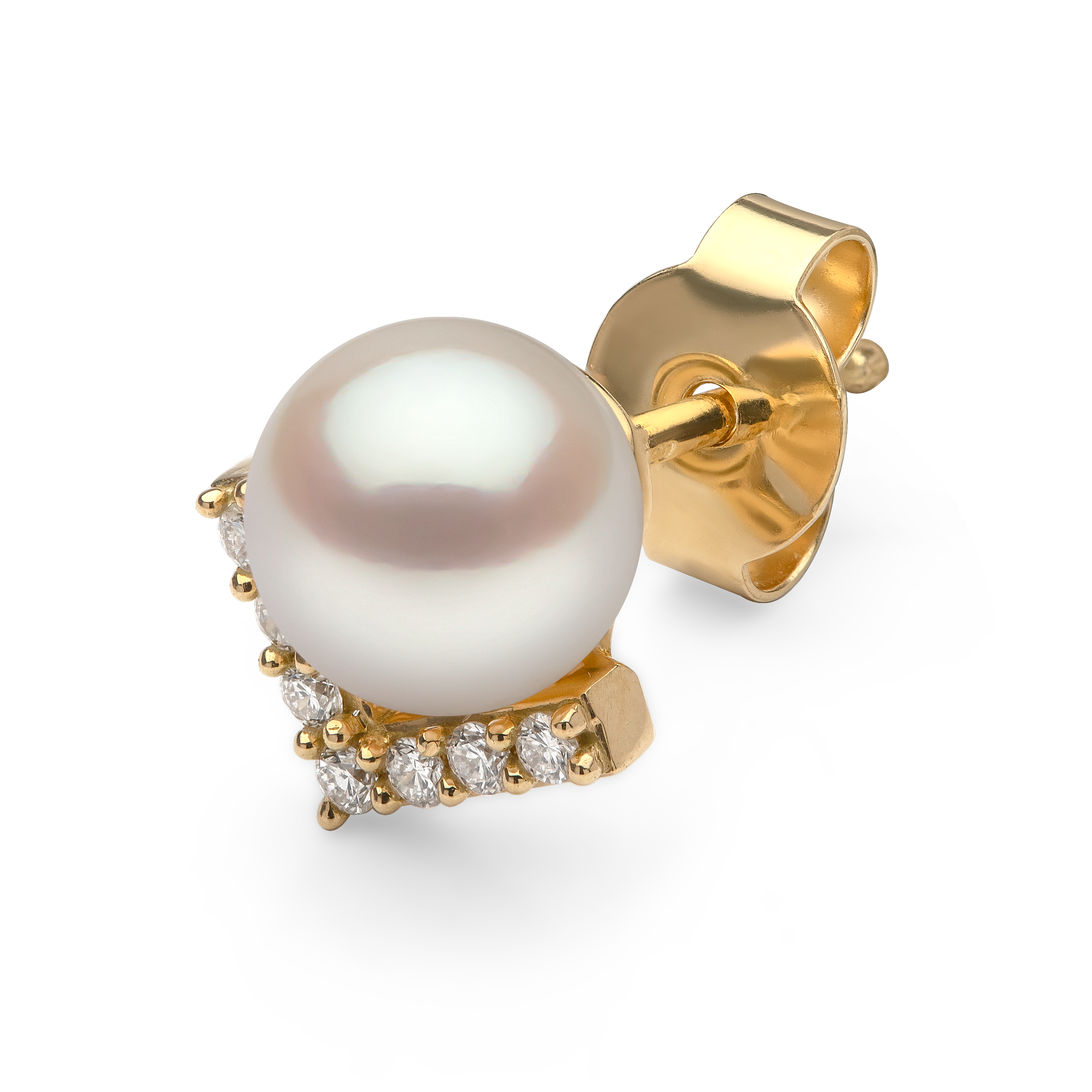 Trend 18K Gold Freshwater Pearl And Diamond V Stud Earrings