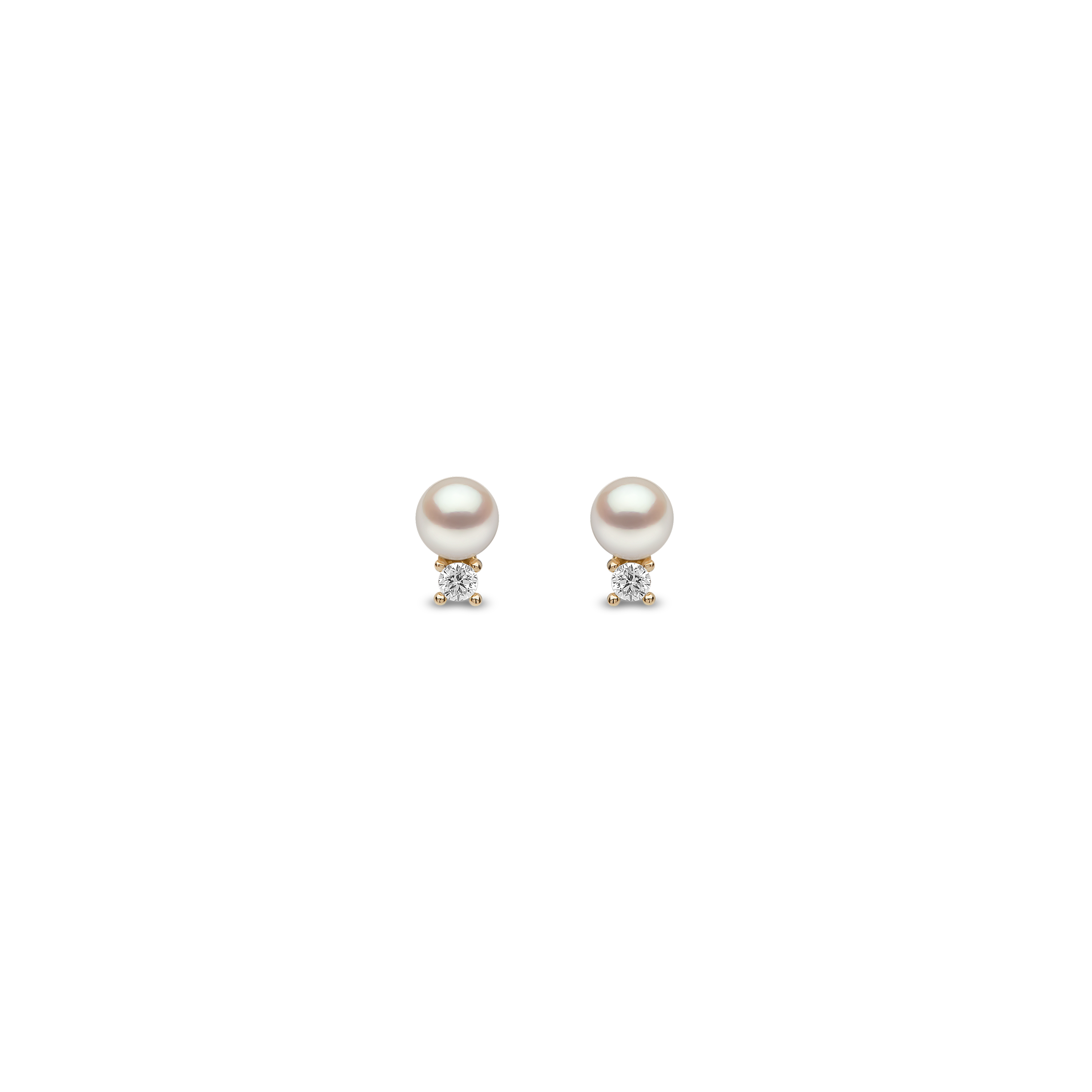 Trend 18K Gold Freshwater Pearl And Diamond Petite Stud Earrings