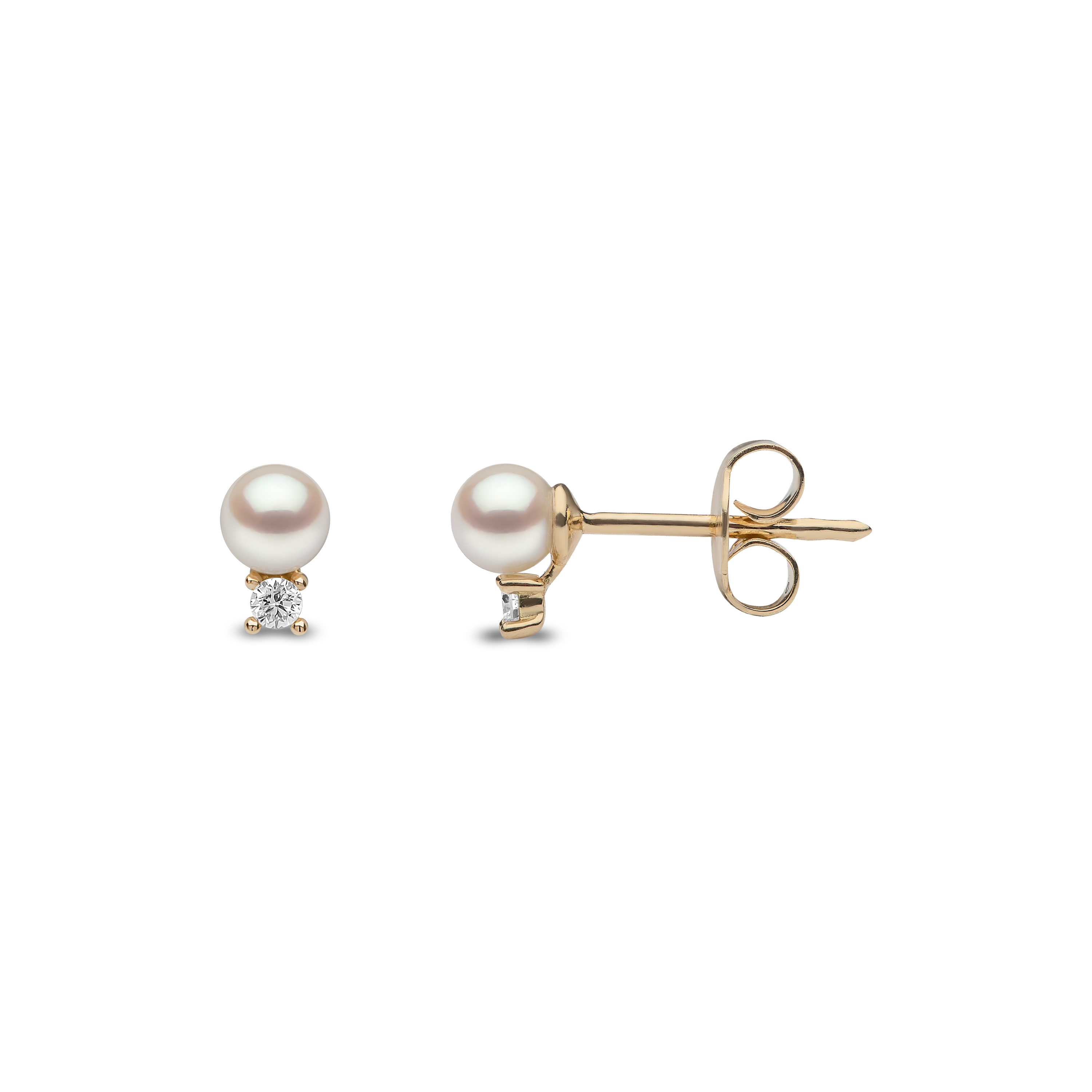 Trend 18K Gold Freshwater Pearl And Diamond Petite Stud Earrings