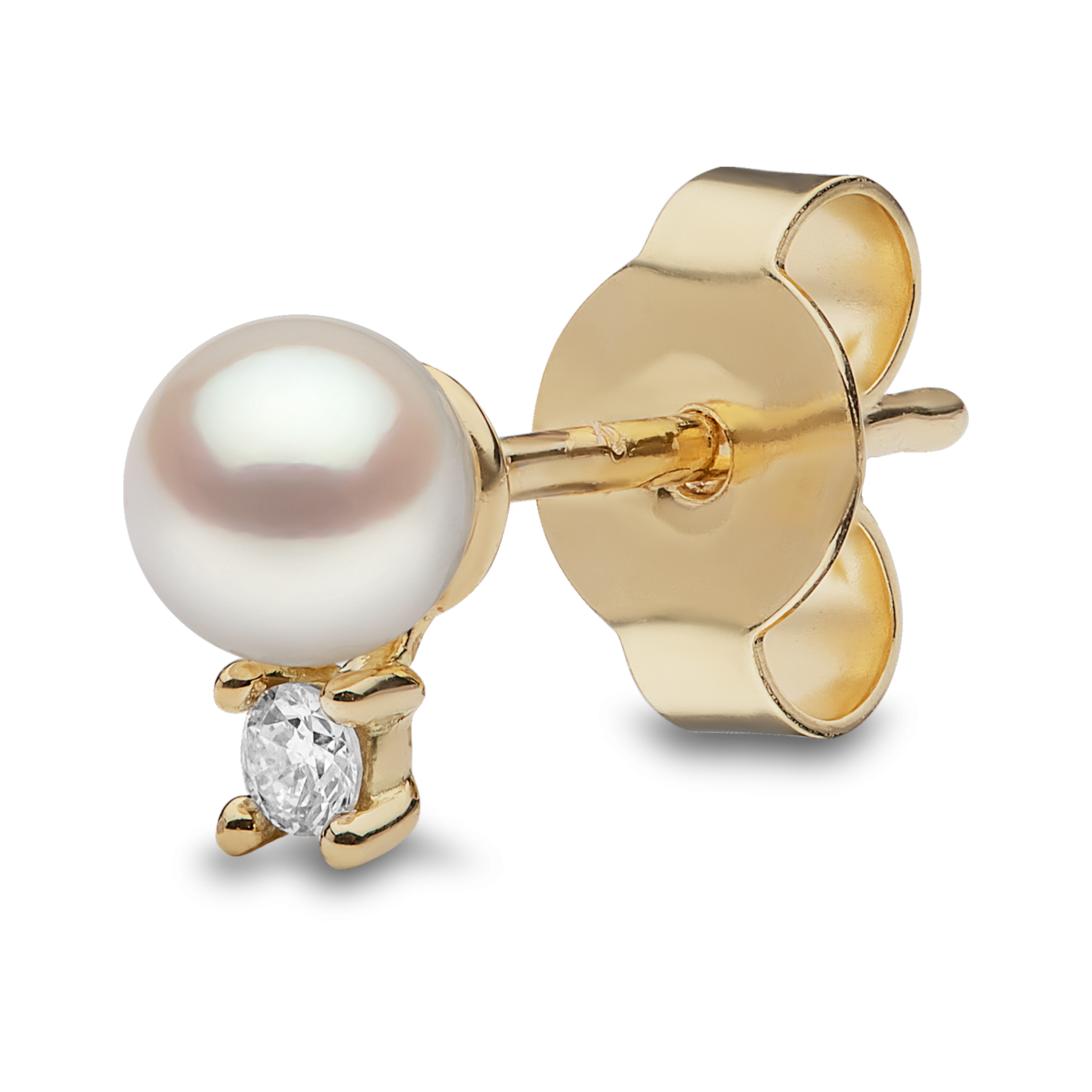 Trend 18K Gold Freshwater Pearl And Diamond Petite Stud Earrings