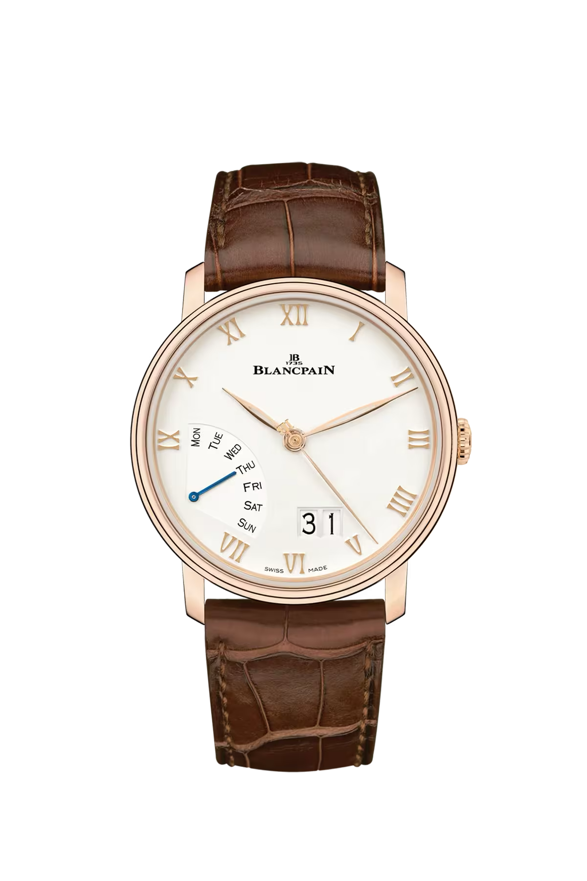Blancpain Villeret Large Date Retrograde Day 40.5 mm with red gold case and opaline dial, reference 6668-3642-55B
