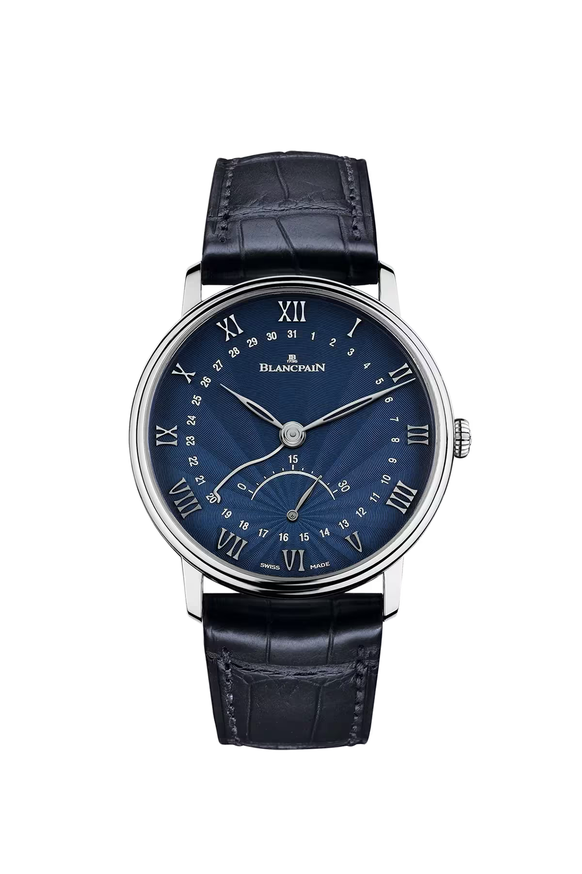 Blancpain Villeret Ultraplate 40 mm with white gold case and blue lacquered flinqué dial, reference 6653Q-1529-55B