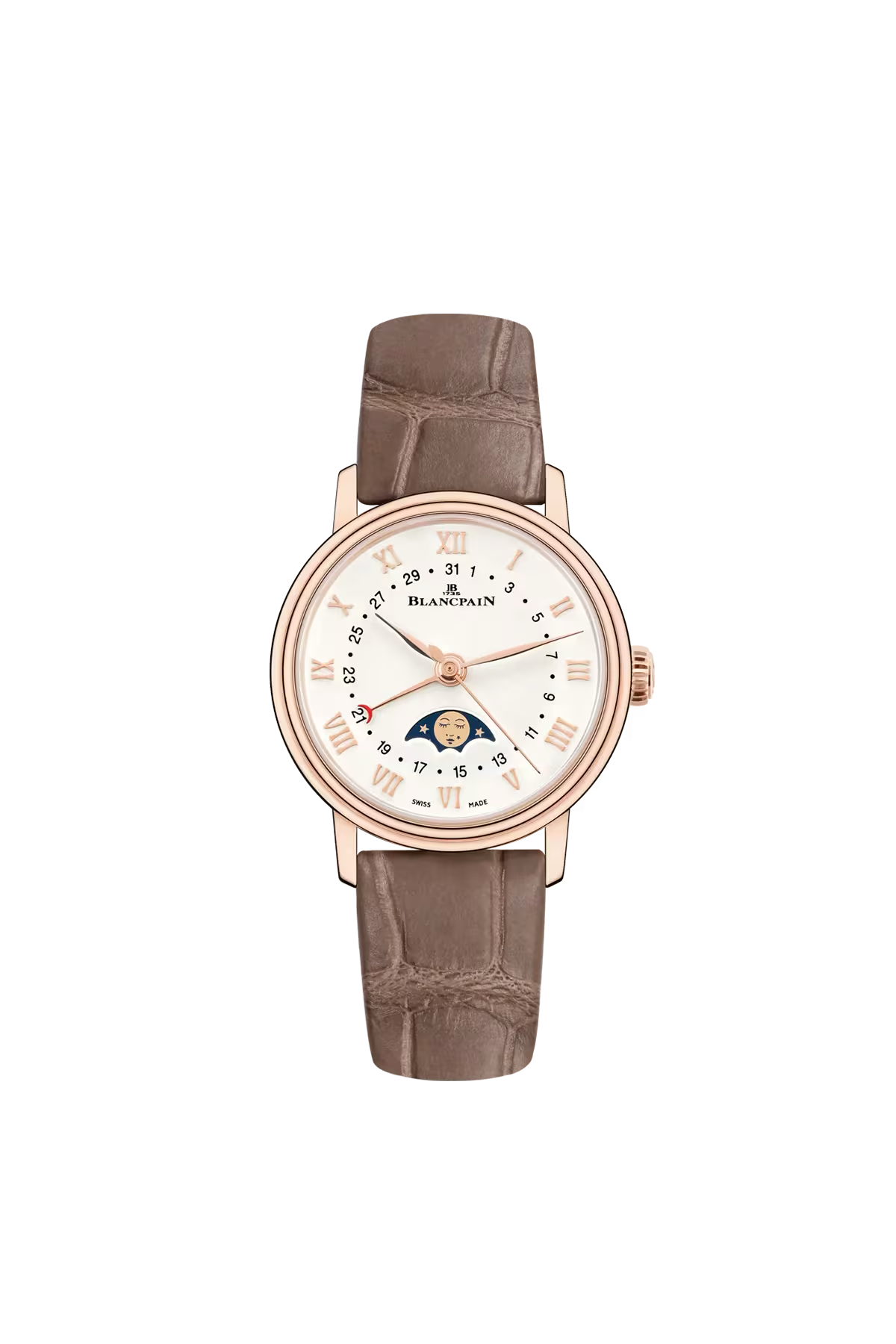 Blancpain Villeret Moonphase Calendar 29.2 mm with red gold case and opaline dial, reference 6106-3642-55A