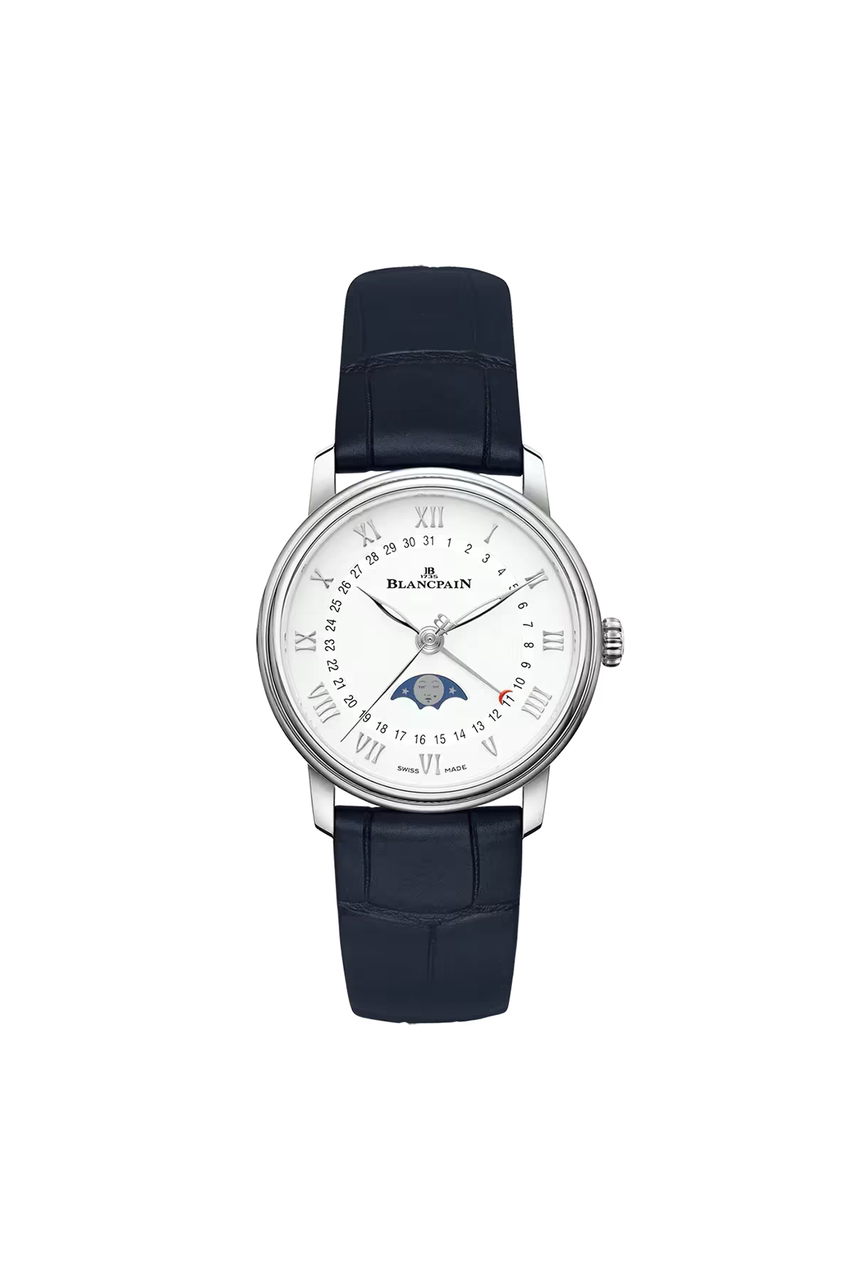 Blancpain Villeret Moonphase Calendar 33.2 mm with steel case and white dial, reference 6126-1127-55B