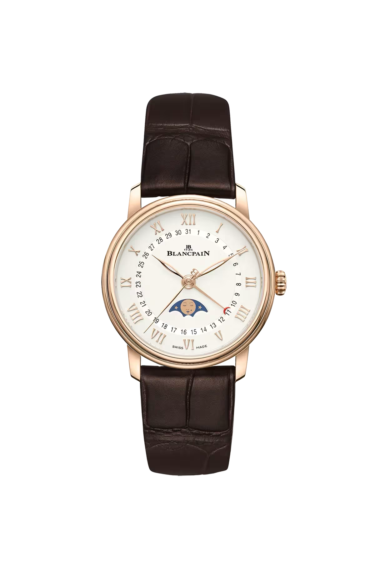 Blancpain Villeret Moonphase Calendar 33.2 mm with red gold case and opaline dial, reference 6126-3642-55B