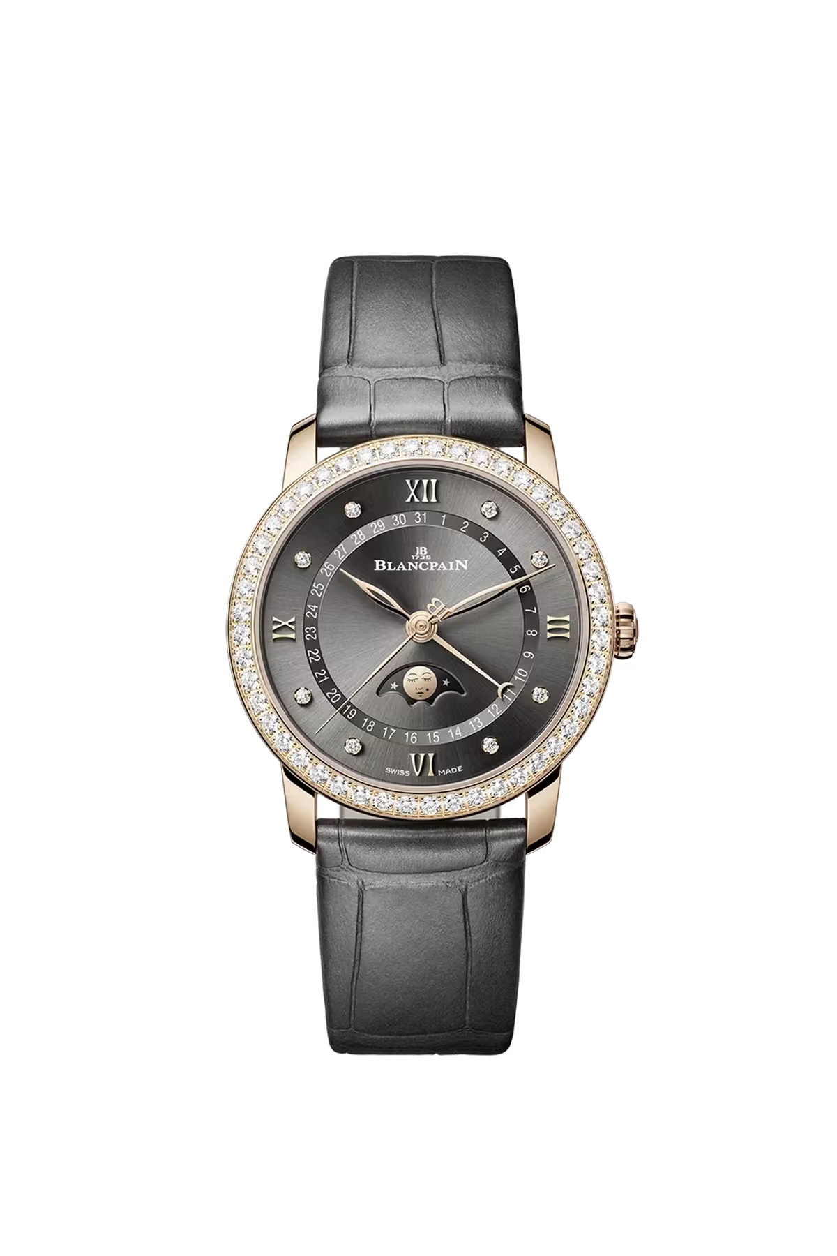 Blancpain Villeret Moonphase Calendar 33.2 mm with red gold case and meteor grey dial, reference 6126-2910-55B