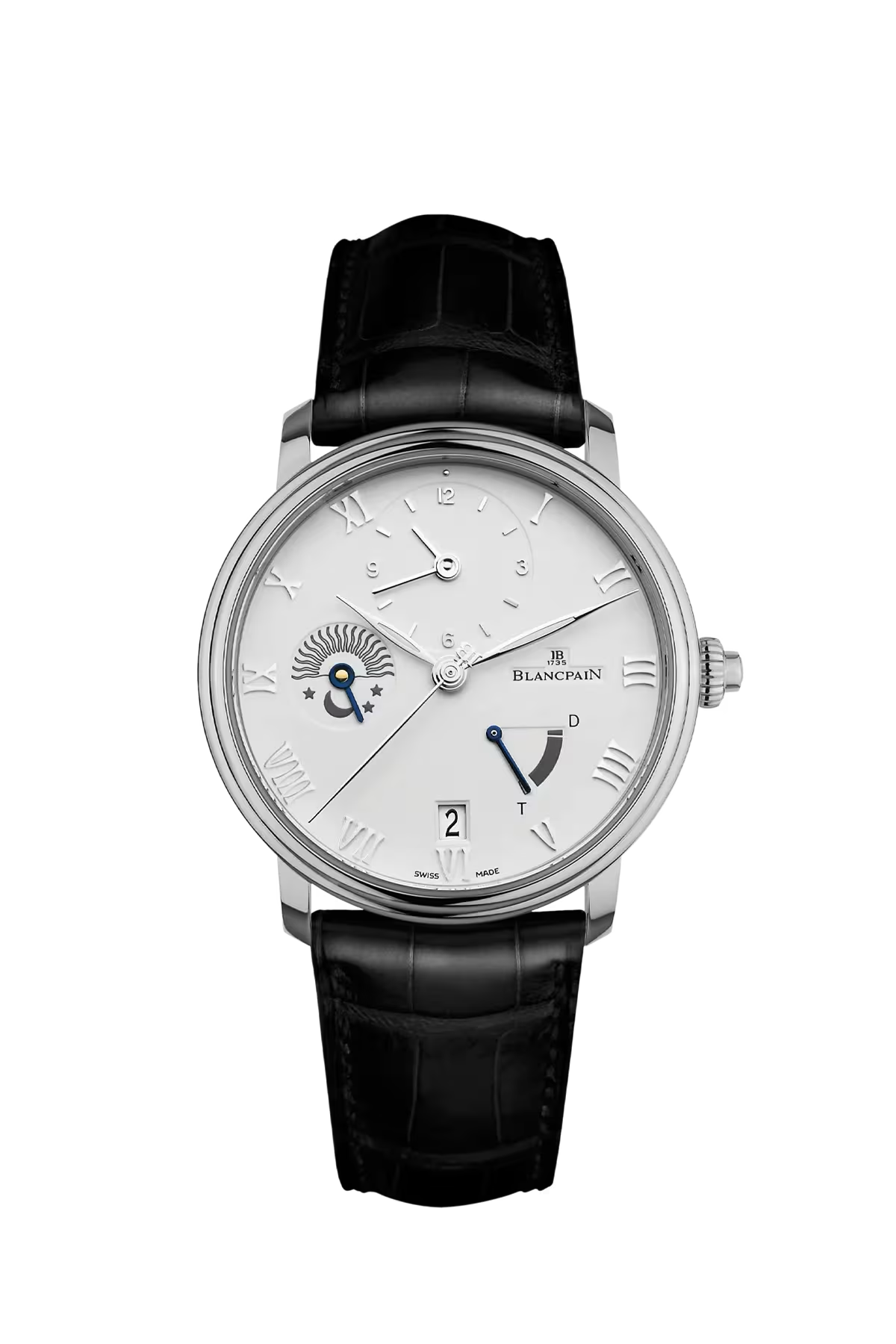 Blancpain Villeret Half-Time Zone 40 mm with steel case and white dial, reference 6660-1127-55B