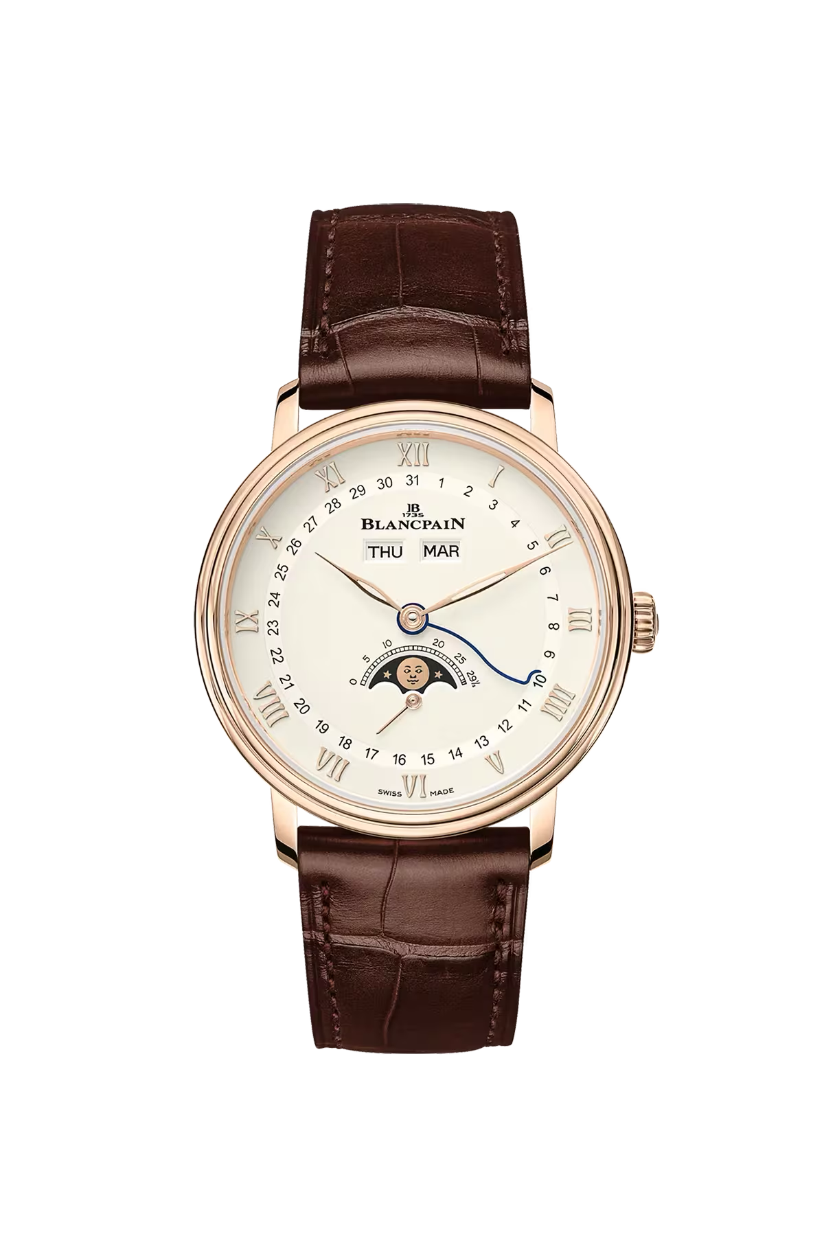 Blancpain Villeret Complete Calendar 38 mm with red gold case and opaline dial, reference 6264-3642-55B
