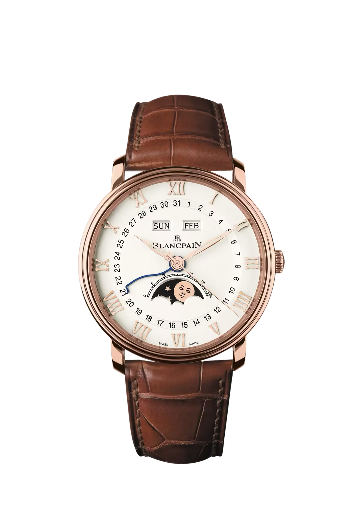 Blancpain Villeret Complete Calendar 40 mm with red gold case and opaline dial, reference 6654-3642-55B