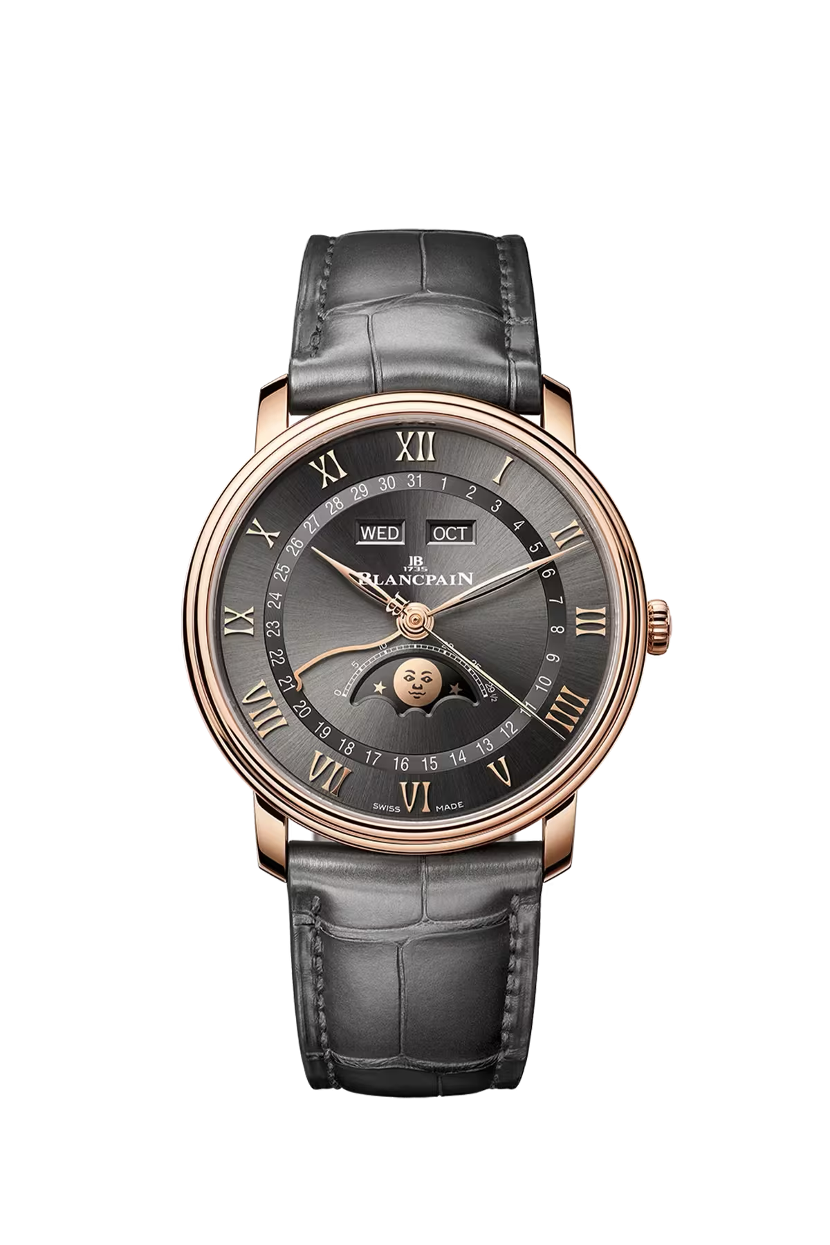 Blancpain Villeret Complete Calendar 40 mm with red gold case and meteor grey dial, reference 6654-3610-55B