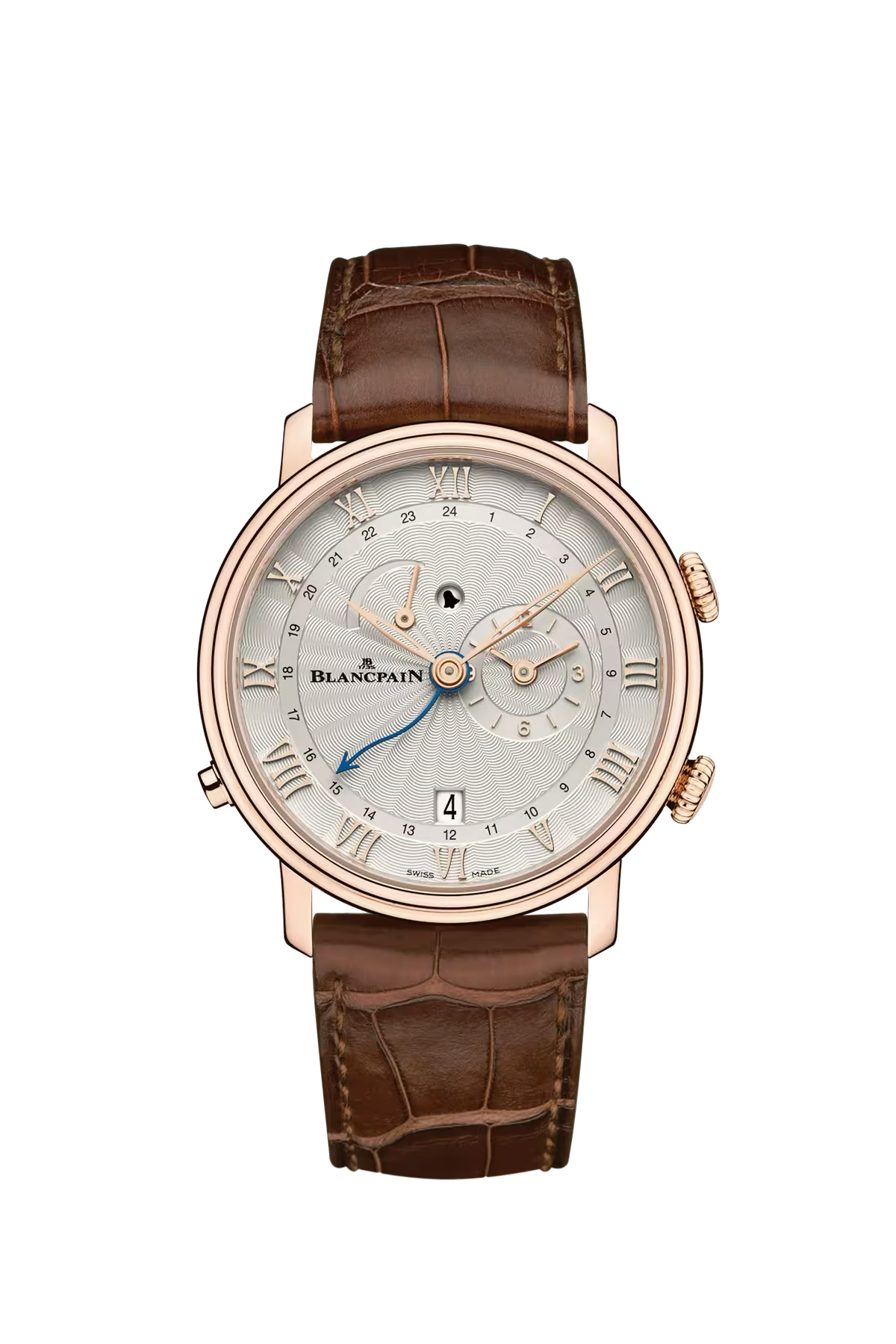 Blancpain Villeret Alarm GMT 40.3 mm with red gold case and opaline dial, reference 6640-3642-55B