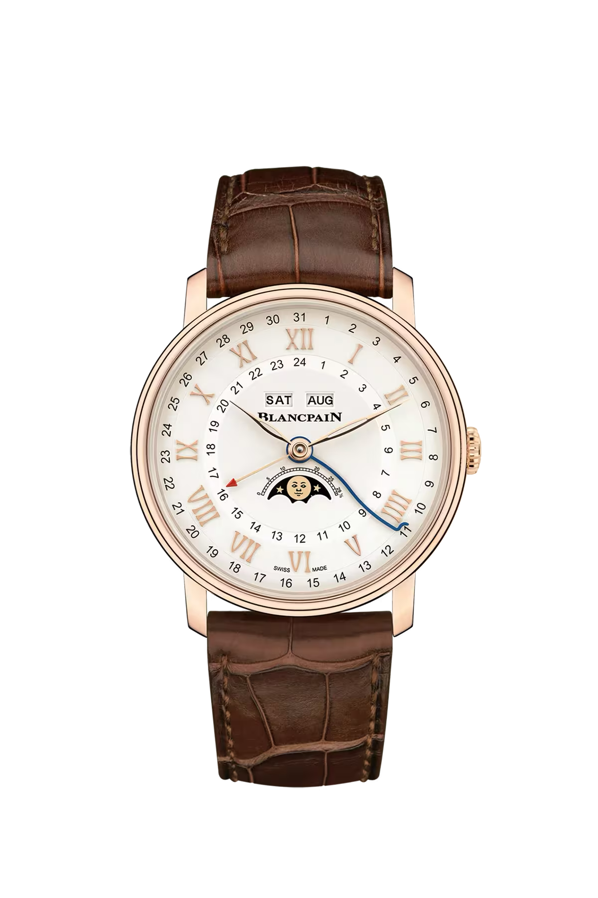 Blancpain Villeret Calendar Moonphase GMT 40.5 mm with red gold case and opaline dial, reference 6676-3642-55B