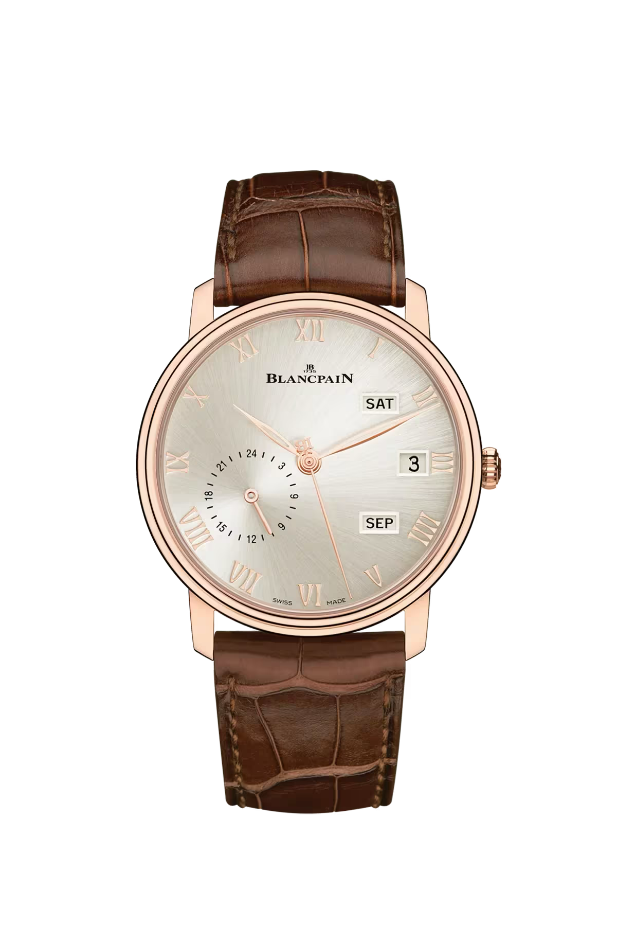Blancpain Villeret Annual Calendar GMT 40 mm with red gold case and opaline dial, reference 6670A-3642-55B