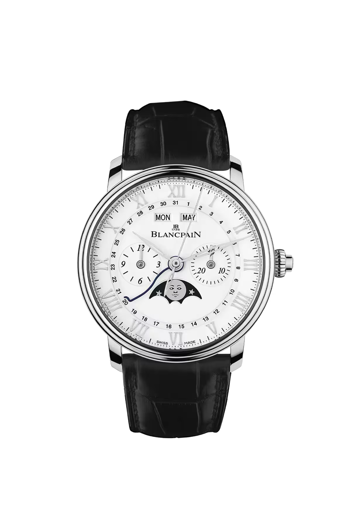 Blancpain Villeret Monopusher Chronograph 40.3 mm with steel case and white dial, reference 6685-1127-55B