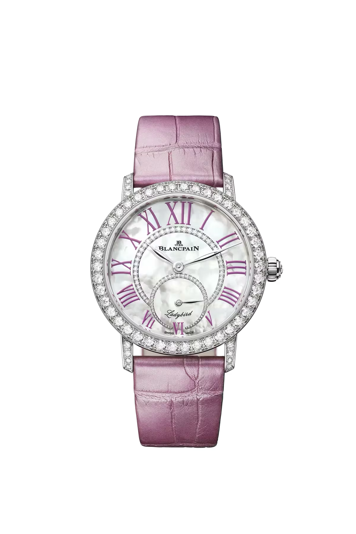 Blancpain Ladybird Colors 34.9 mm with white gold case and diamond-set mother-of-pearl dial, reference 3661-1954-55B