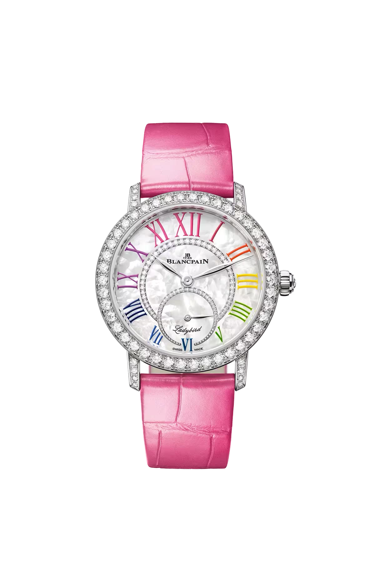 Blancpain Ladybird Colors 34.9 mm with white gold case and diamond-set mother-of-pearl dial, reference 3661A-1954-95B