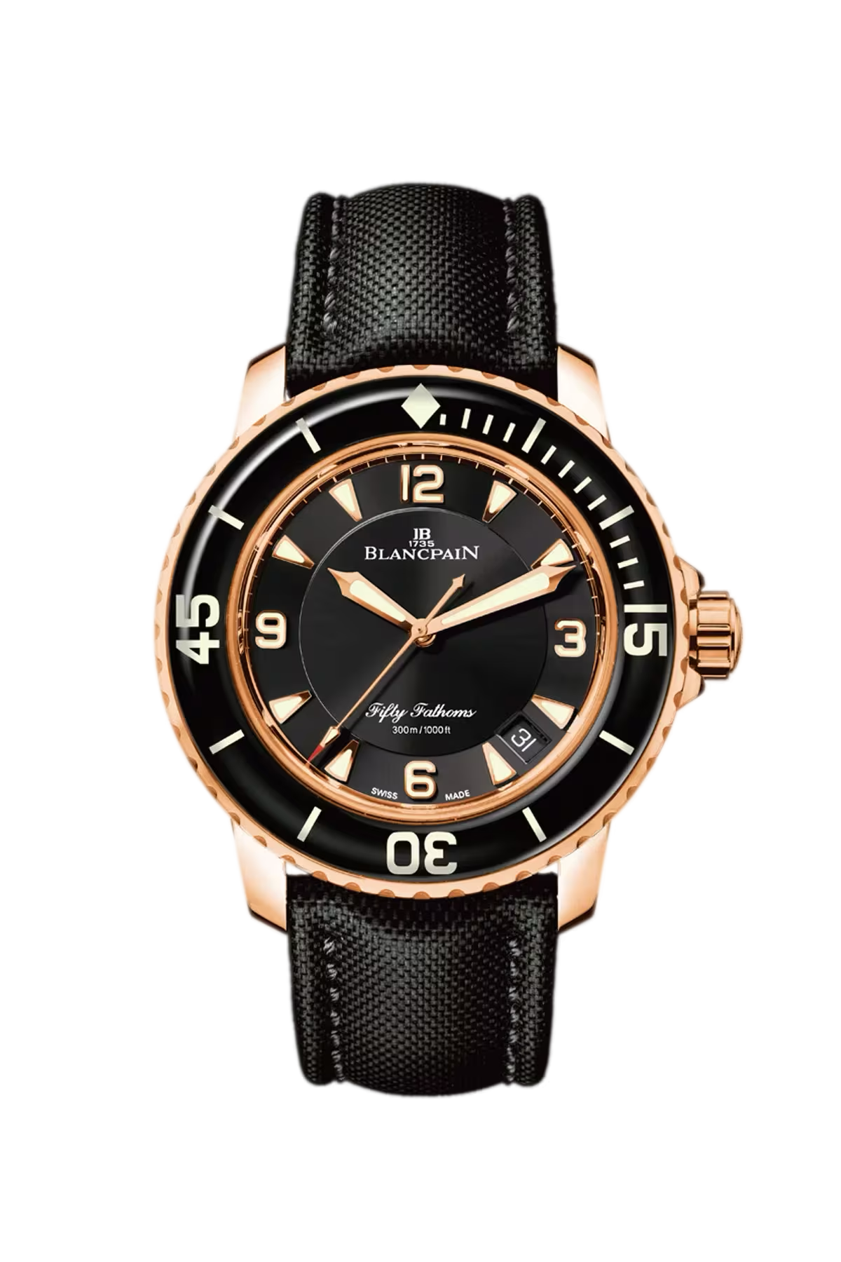 Blancpain Fifty Fathoms Automatique 45 mm with red gold case and black dial, reference 5015-3630-52B