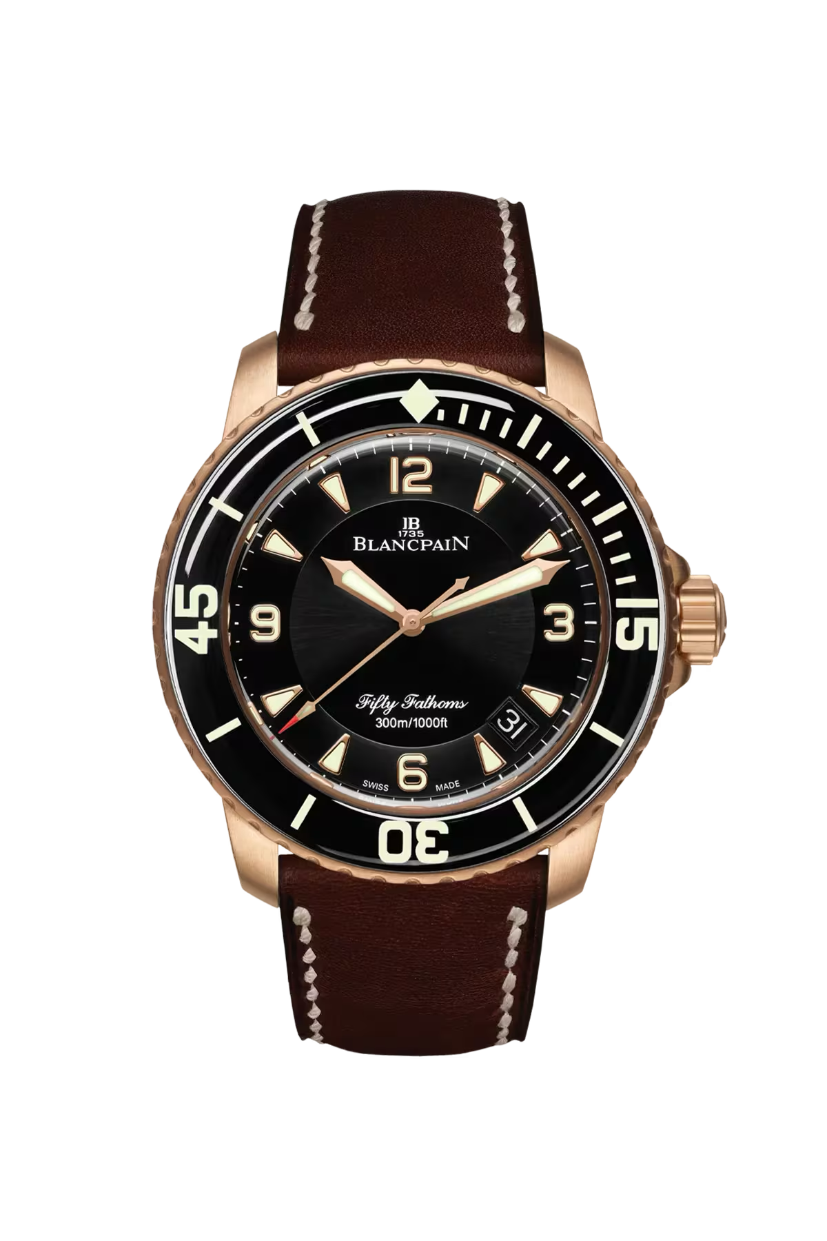 Blancpain Fifty Fathoms Automatique 45 mm with red gold case and black dial, reference 5015A-3630-63B