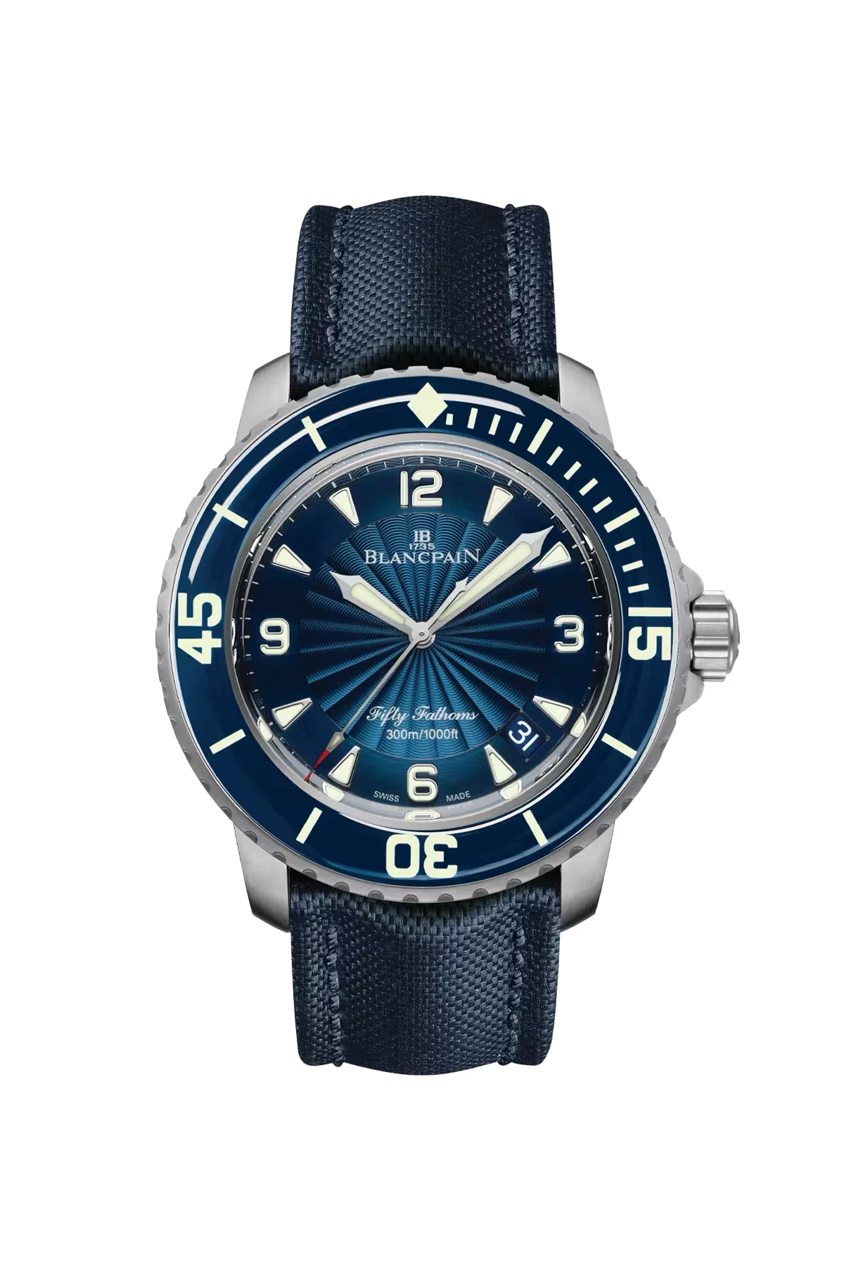 Blancpain Fifty Fathoms Automatique 45 mm with steel case and sunburst blue dial, reference 5015D-1140-52B