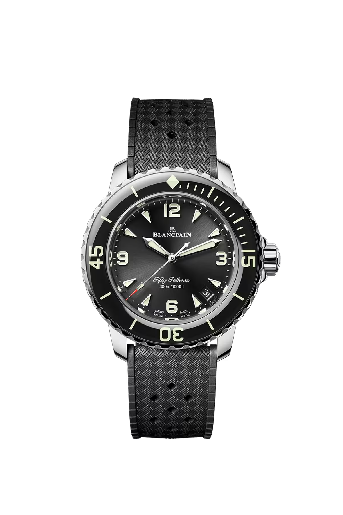 Blancpain Fifty Fathoms Automatique 38.2 mm with steel case and sunburst black dial, reference 5007-1130-B64B