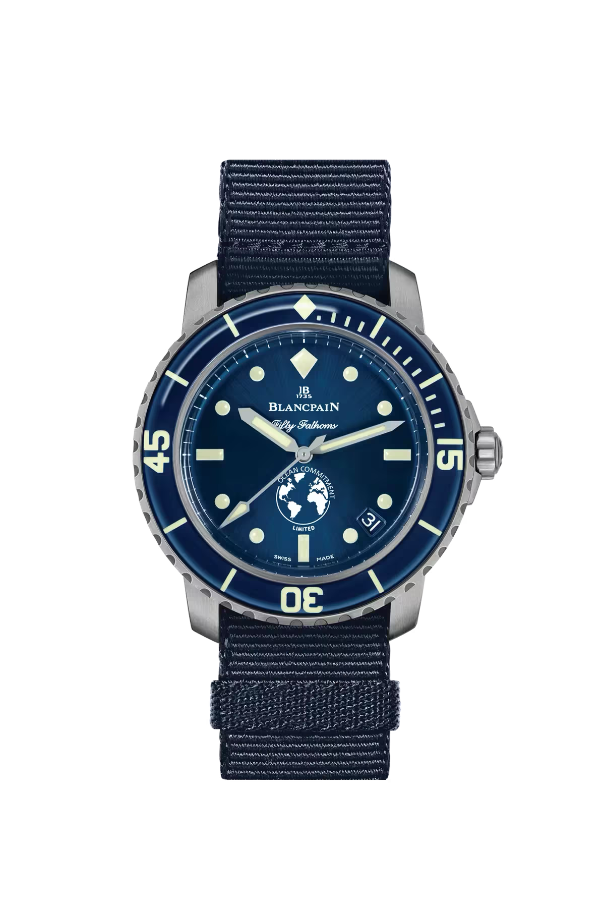 Blancpain Fifty Fathoms Commitment III 40.3 mm with steel case and sunburst blue dial, reference 5008-11B40-NAOA