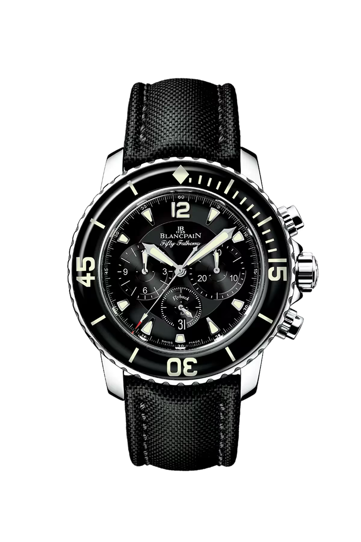 Blancpain Fifty Fathoms Flyback Chronograph 45 mm with steel case and black dial, reference 5085F-1130-52B