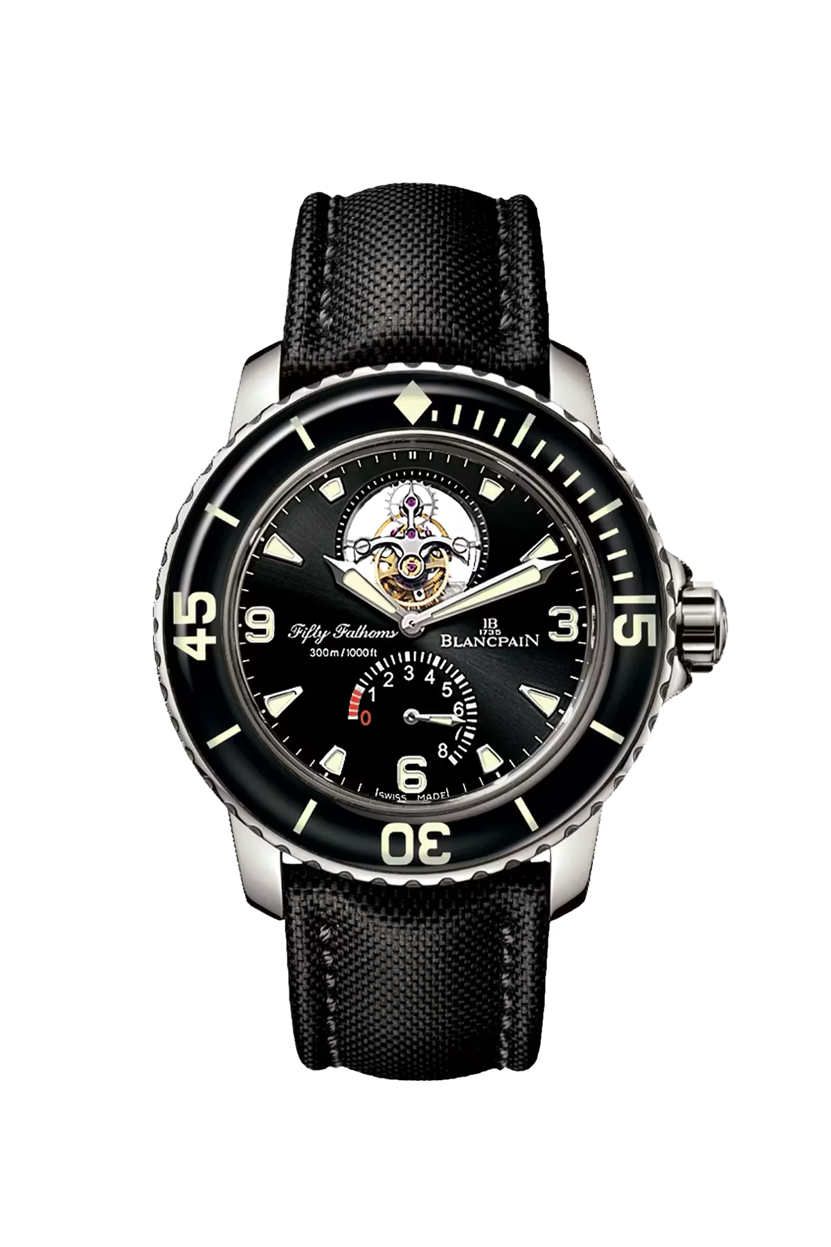 Blancpain Fifty Fathoms Tourbillon 8 Days 45 mm with white gold case and black dial, reference 5025-1530-52B