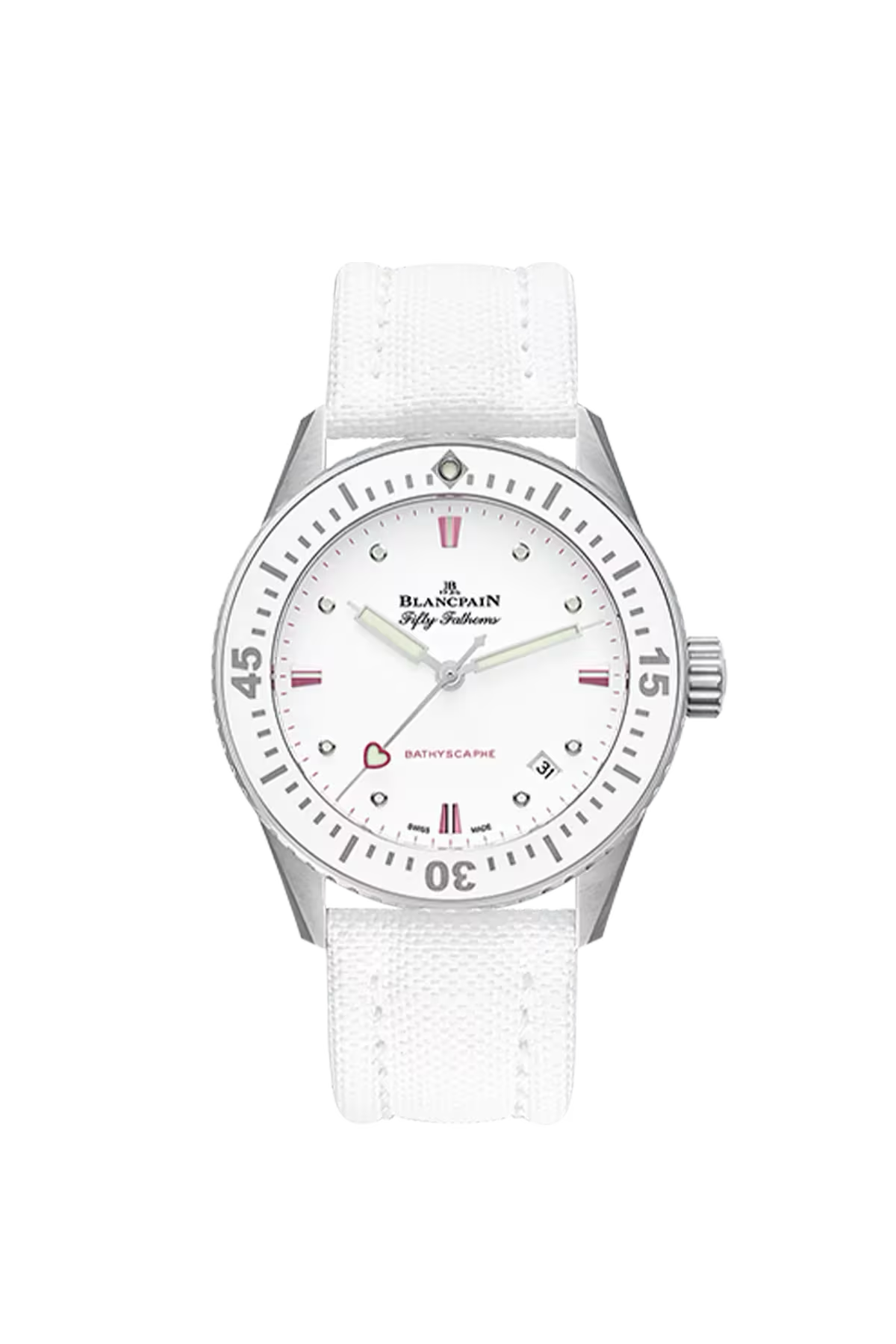 Blancpain Bathyscaphe Valentine 2023 38 mm with steel case and white dial, reference 5100A-1127-W52A