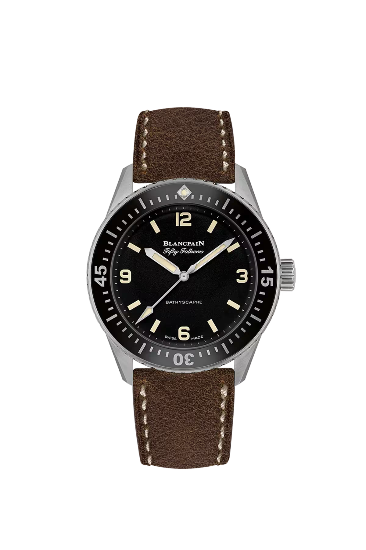 Blancpain Bathyscaphe 38 mm with steel case and black dial, reference 5100-1130-63A