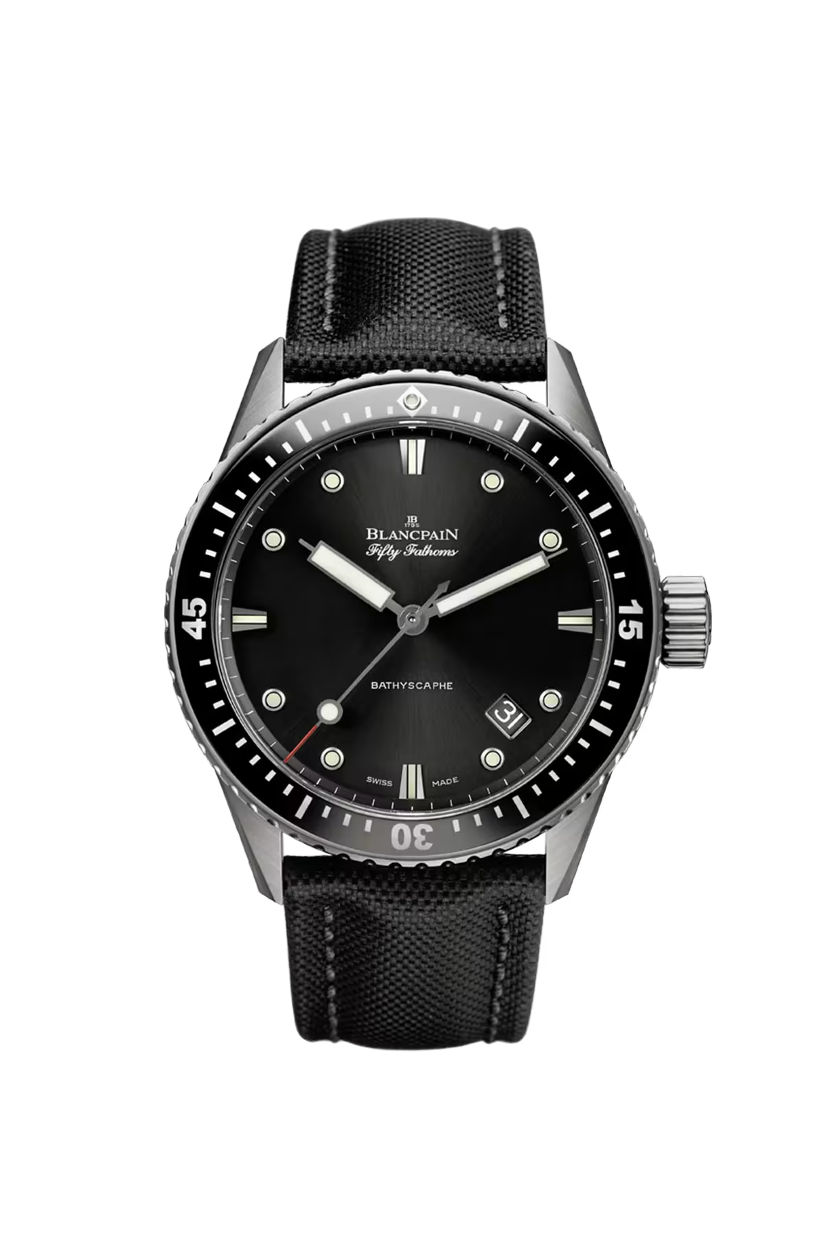 Blancpain Bathyscaphe 43 mm with titanium case and sunburst black dial, reference 5000-1230-B52A