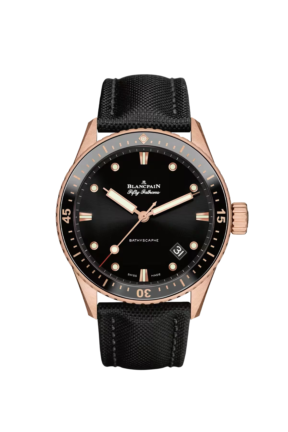 Blancpain Bathyscaphe 43 mm with Sedna® gold case and sunburst black dial, reference 5000-36S30-B52B
