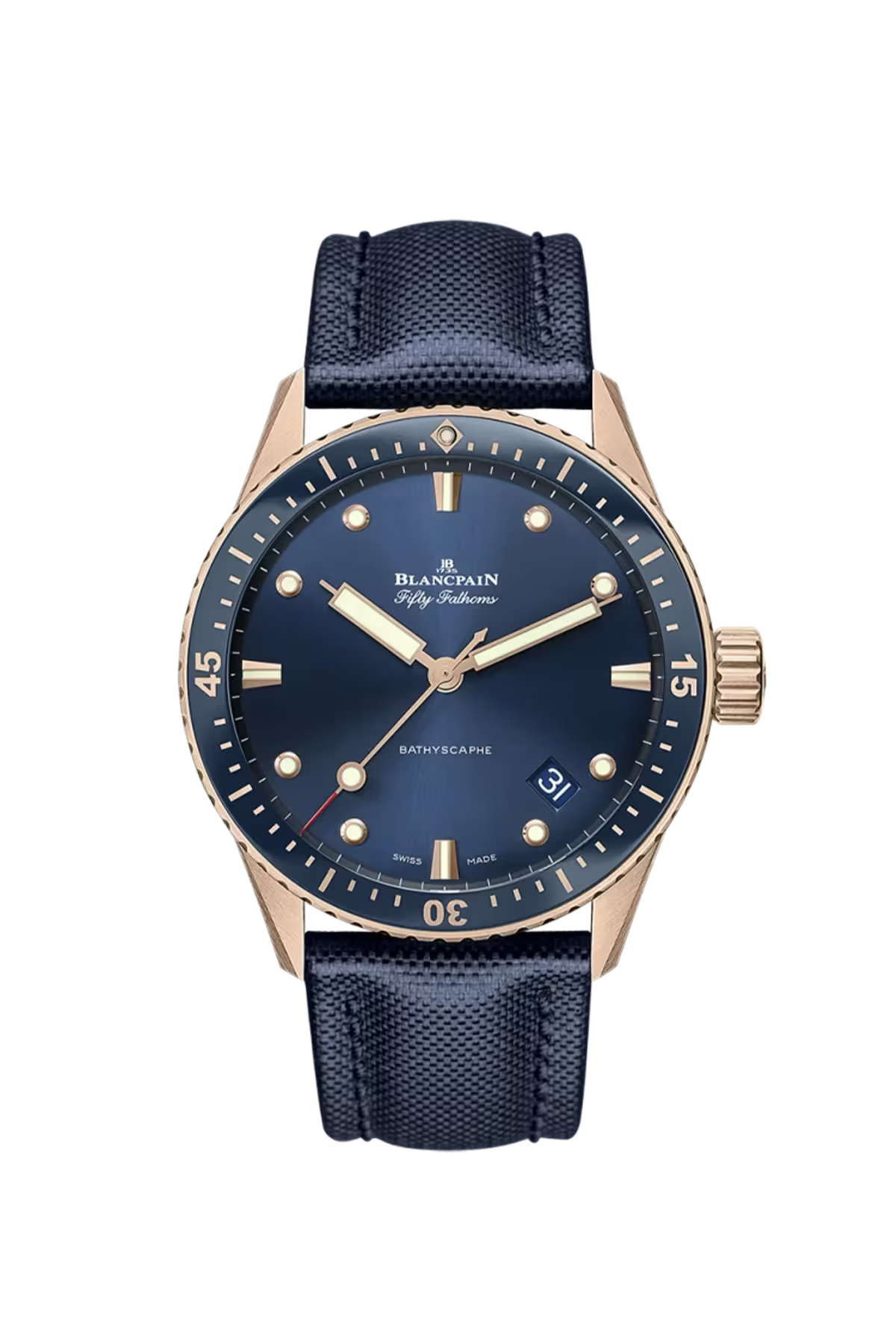 Blancpain Bathyscaphe 43 mm with Sedna® gold case and gradient blue dial, reference 5000-36S40-O52B
