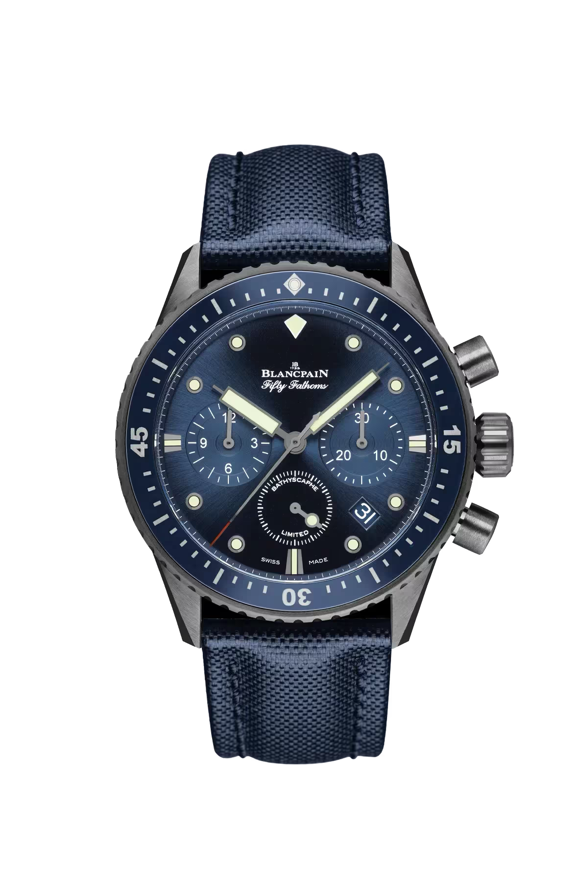 Blancpain Bathyscaphe Ocean Commitment I 43.6 mm with ceramic case and gradient blue dial, reference 5200-0240-O52A
