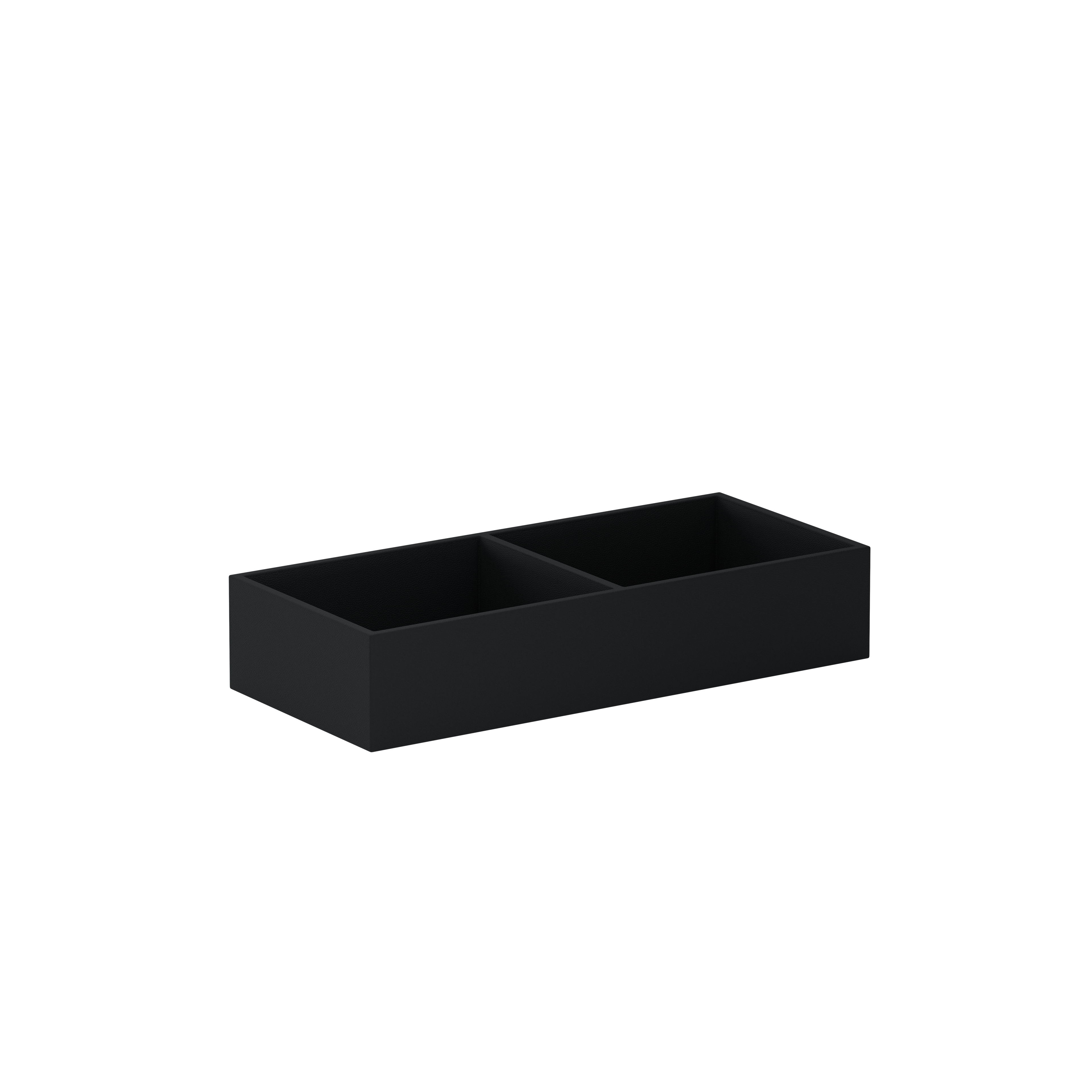 Vassoio C Intense Black leather valet tray