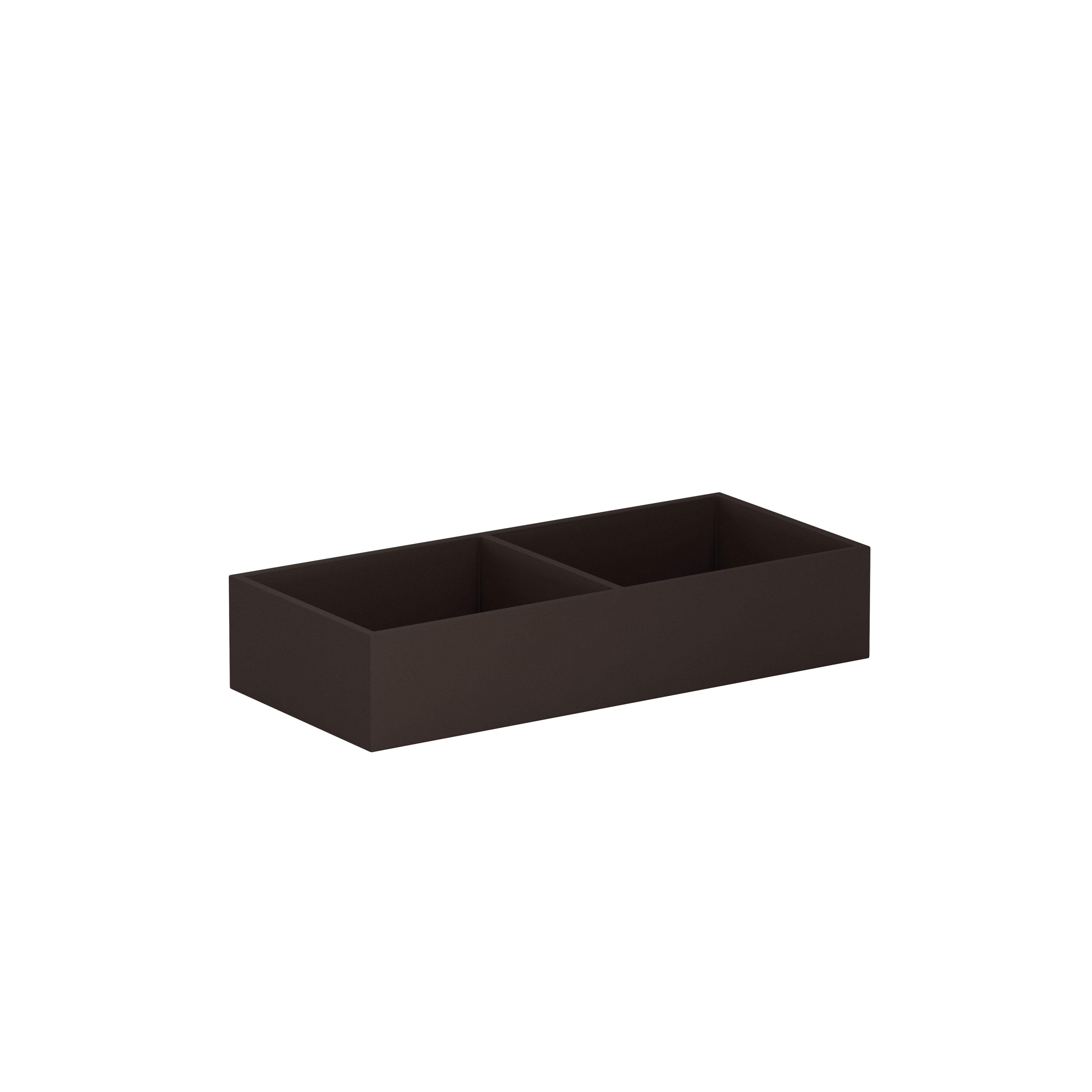 Vassoio C Chocolate Brown leather valet tray